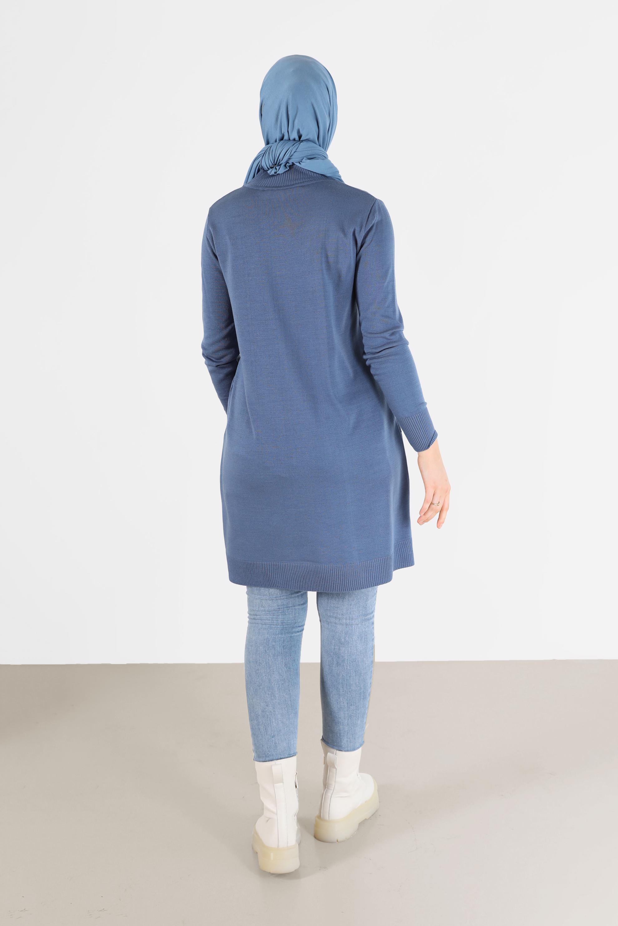 Tesettür giyim LACİVERT CEP DETAYLI TRİKO TUNİK 42000 