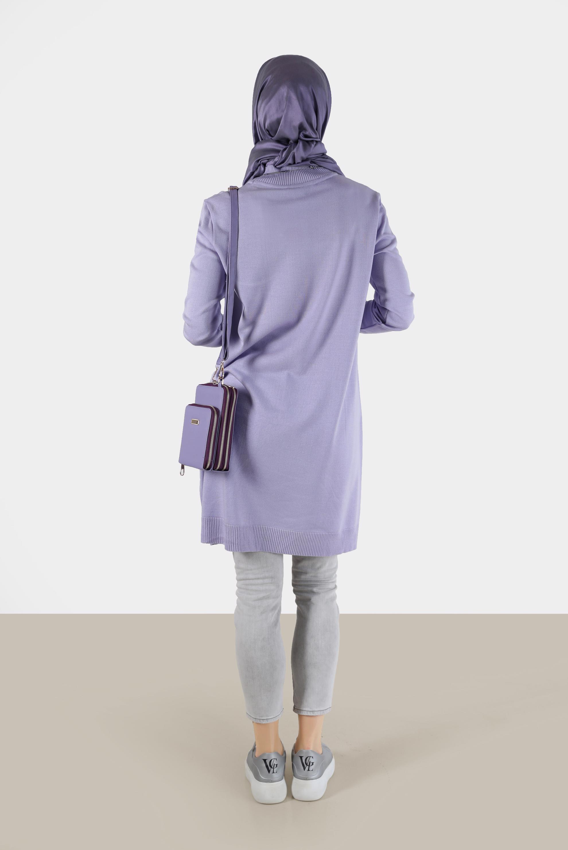 Tesettür giyim MOR CEP DETAYLI TRİKO TUNİK 42000 