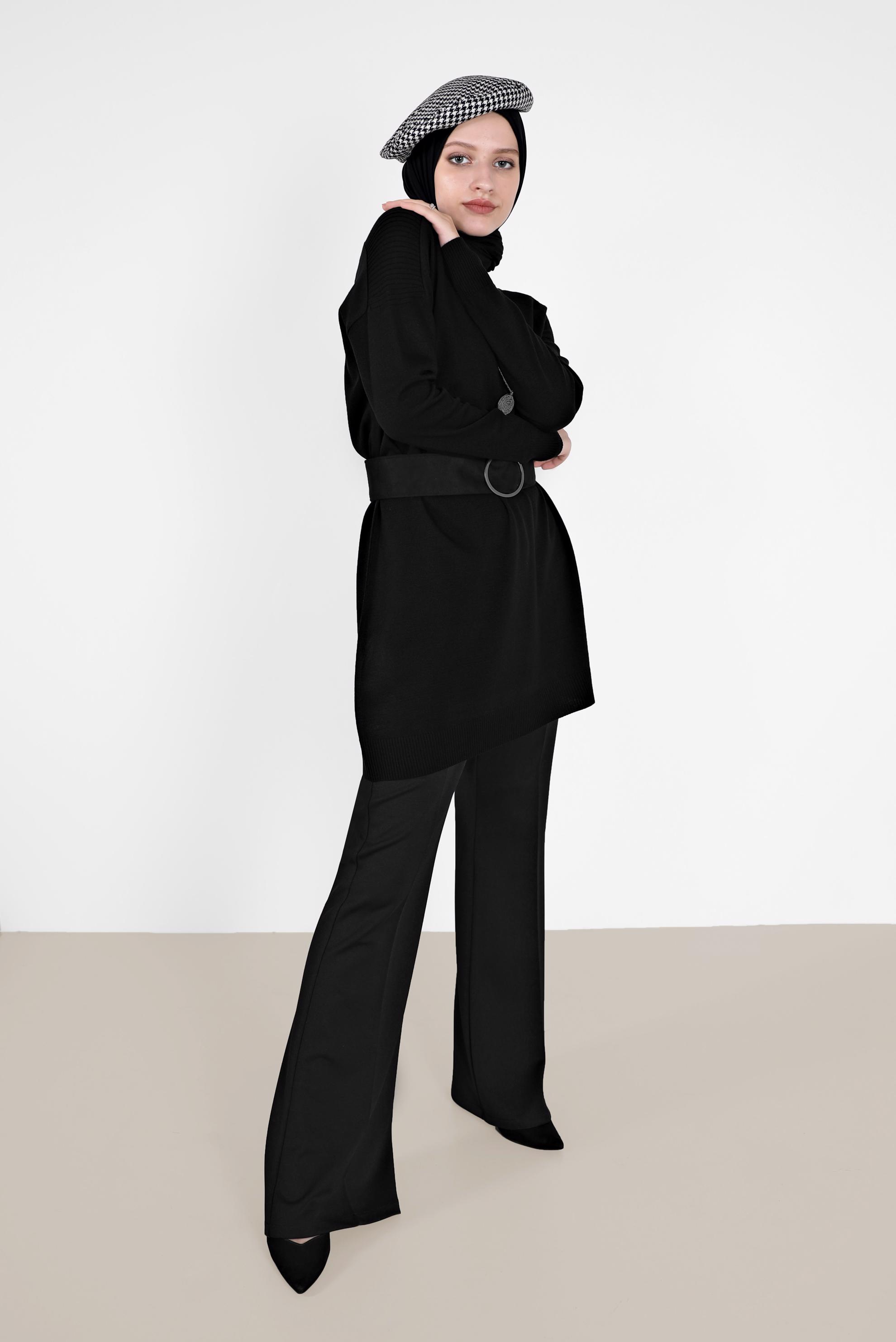 Tesettür giyim SİYAH BASIC TRİKO TUNİK 42001 