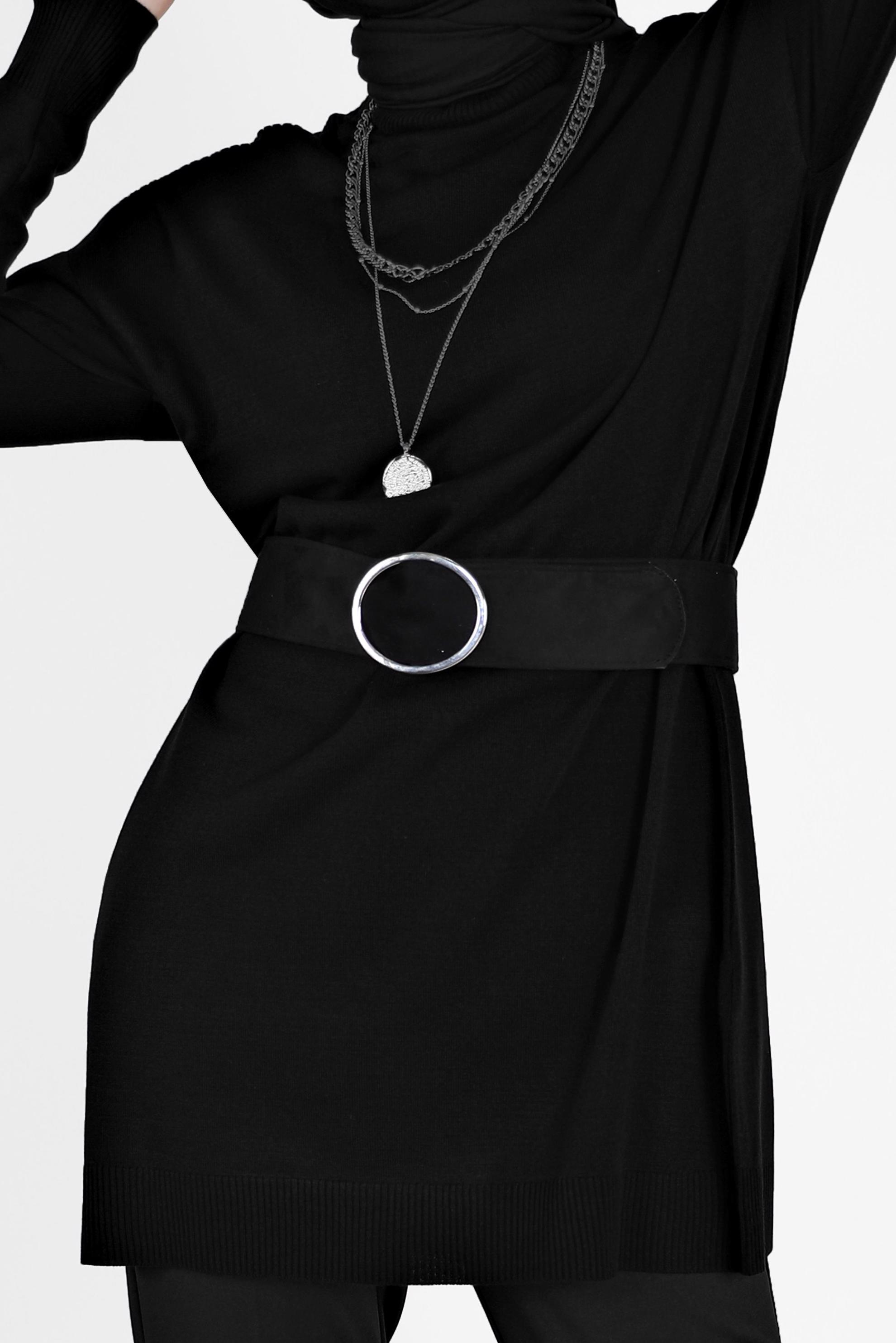 Tesettür giyim SİYAH BASIC TRİKO TUNİK 42001 