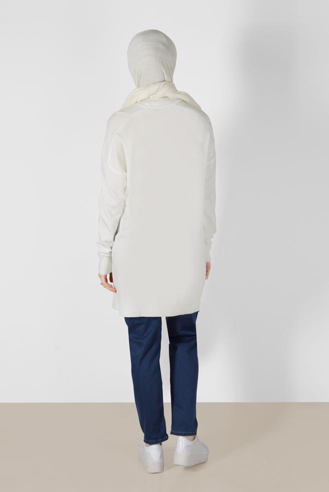 Tesettür giyim BEYAZ BASIC TRİKO TUNİK 42001  - ALVİNA