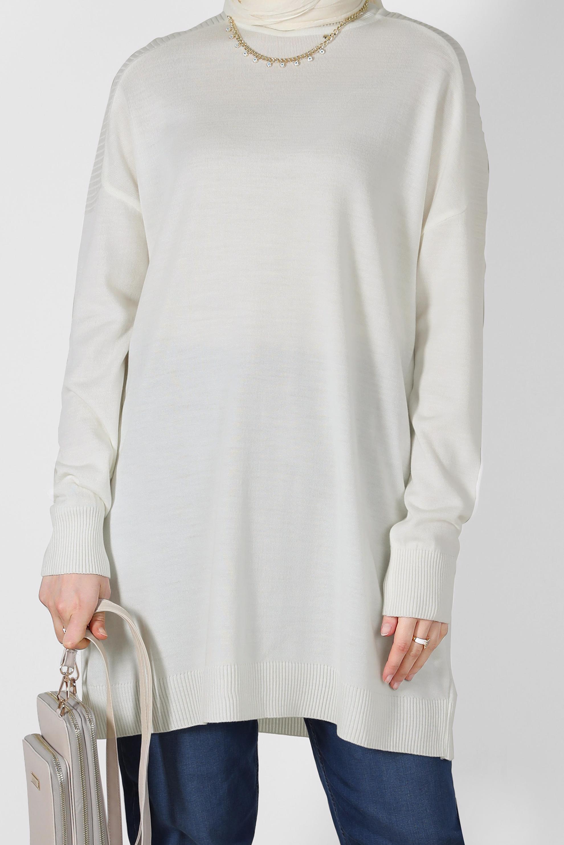 Tesettür giyim BEYAZ BASIC TRİKO TUNİK 42001 