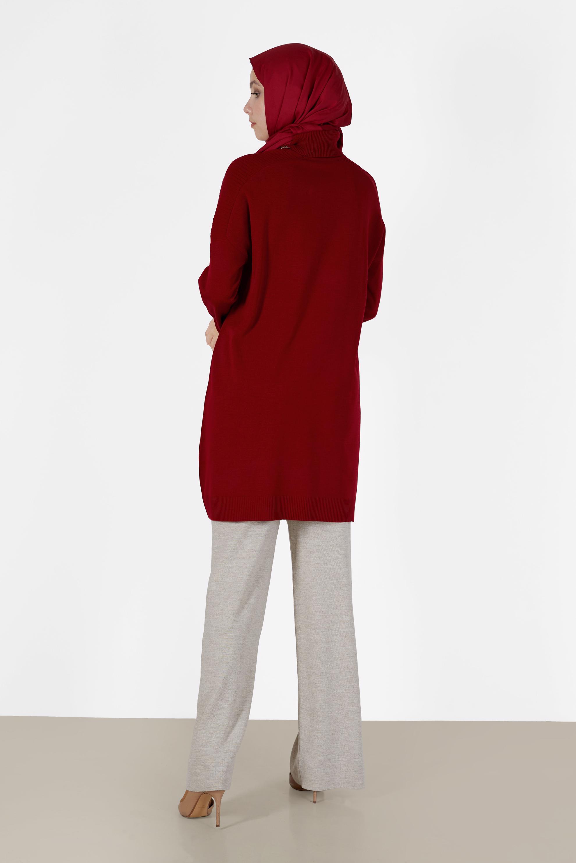 Tesettür giyim KIRMIZI BASIC TRİKO TUNİK 42001 