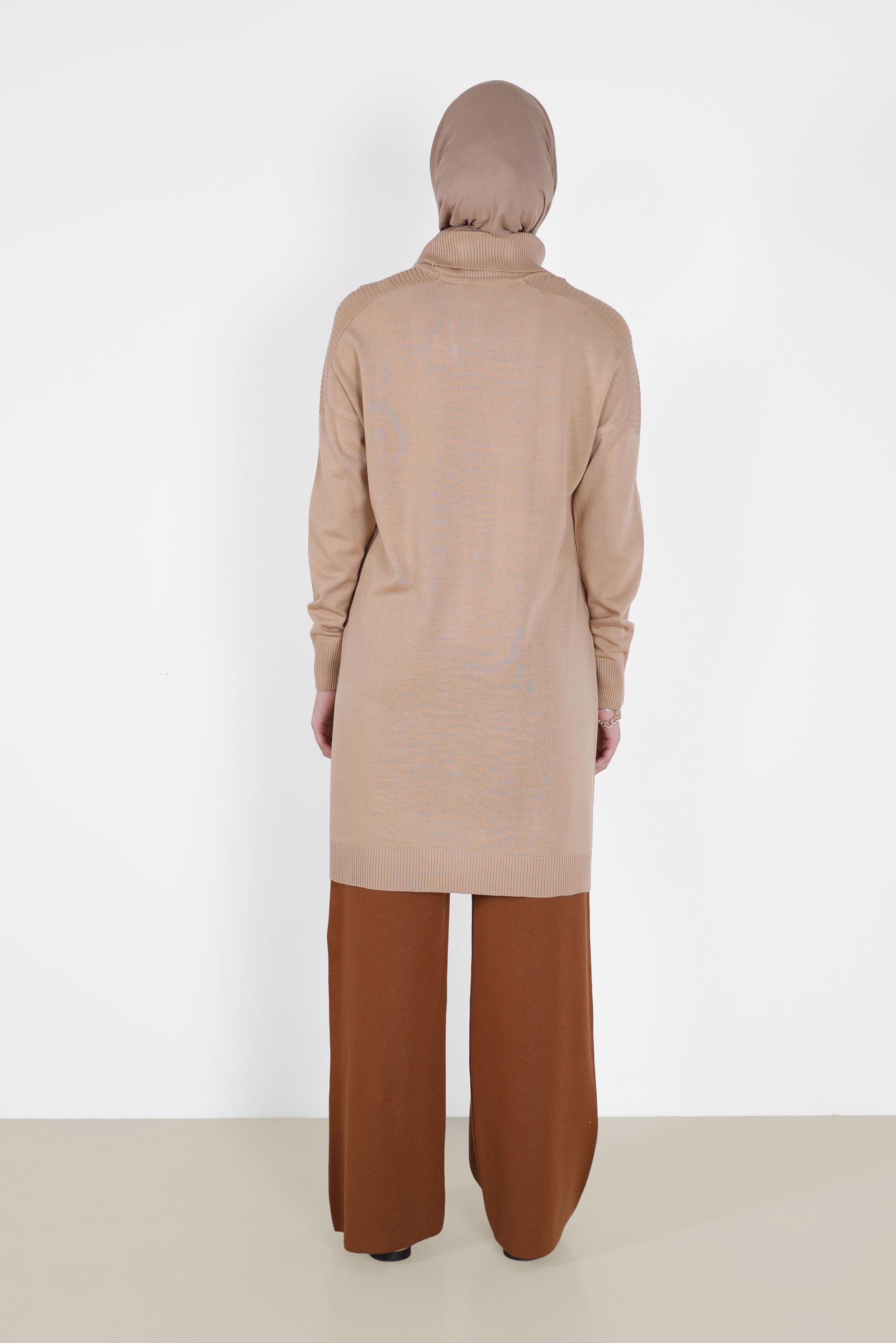 Tesettür giyim BEJ BASIC TRİKO TUNİK 42001 