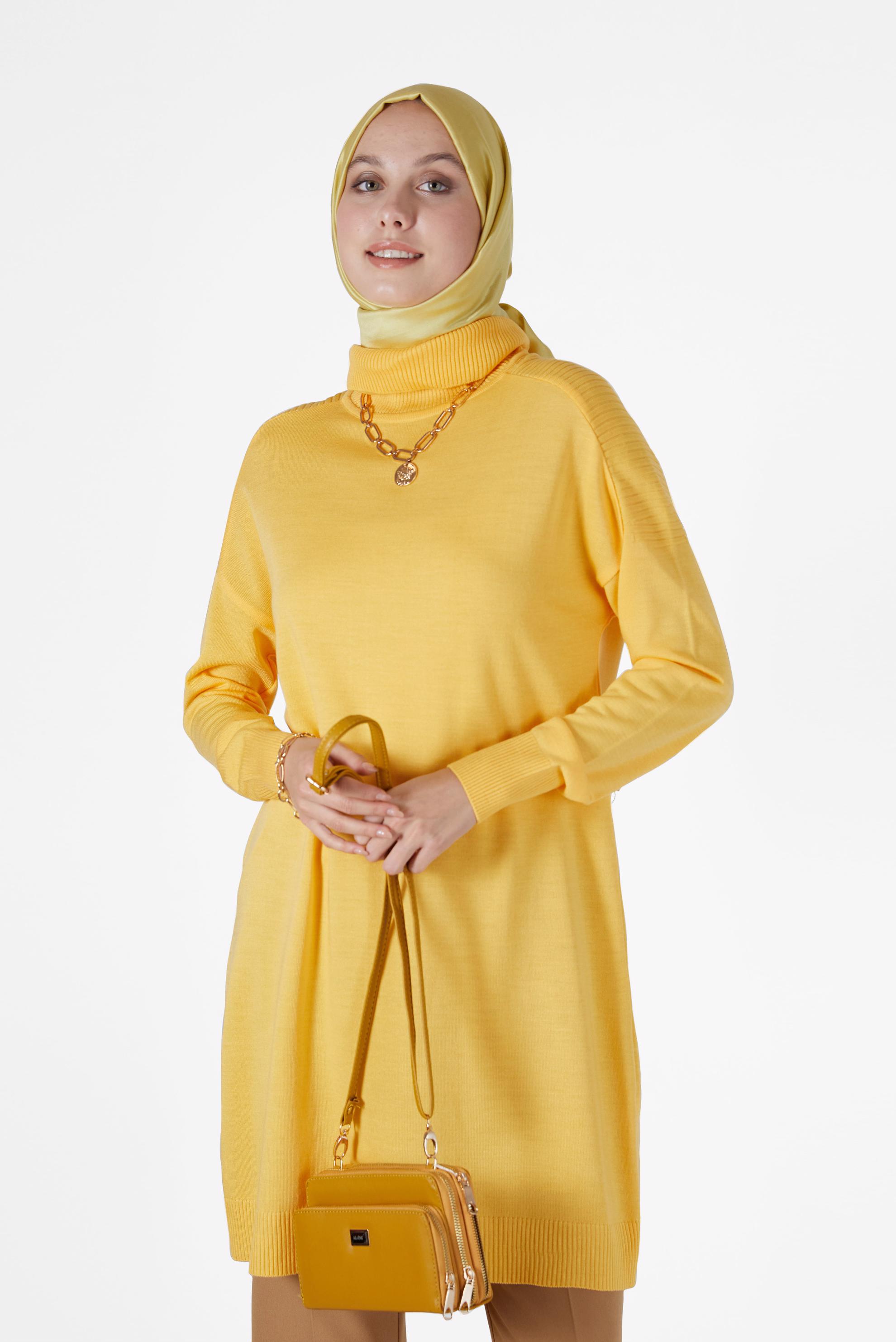 Tesettür giyim SARI BASIC TRİKO TUNİK 42001 