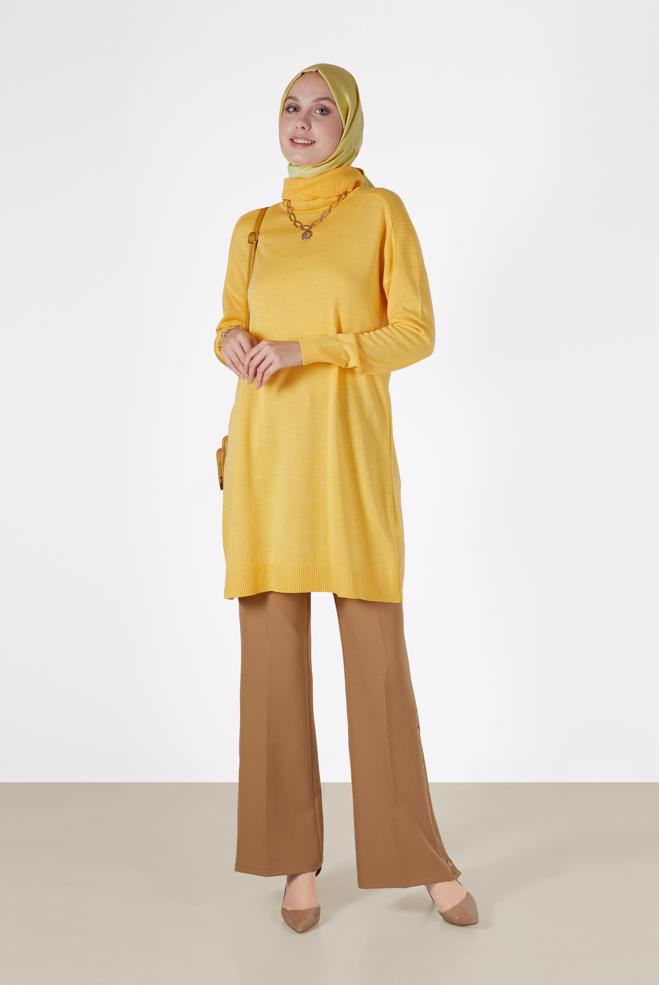 Tesettür giyim SARI BASIC TRİKO TUNİK 42001  - ALVİNA
