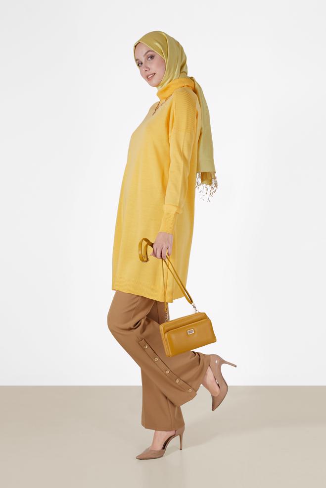 Tesettür giyim SARI BASIC TRİKO TUNİK 42001  - ALVİNA