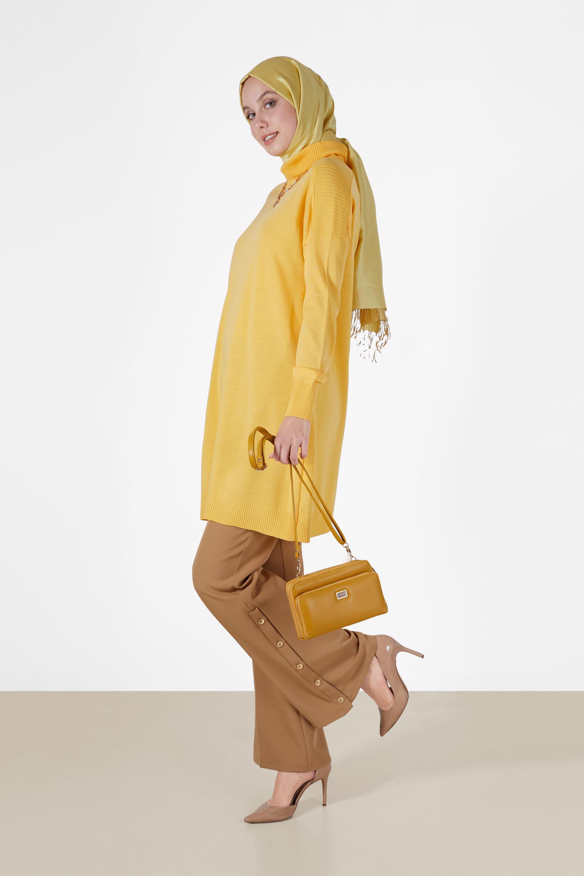 Tesettür giyim SARI BASIC TRİKO TUNİK 42001 