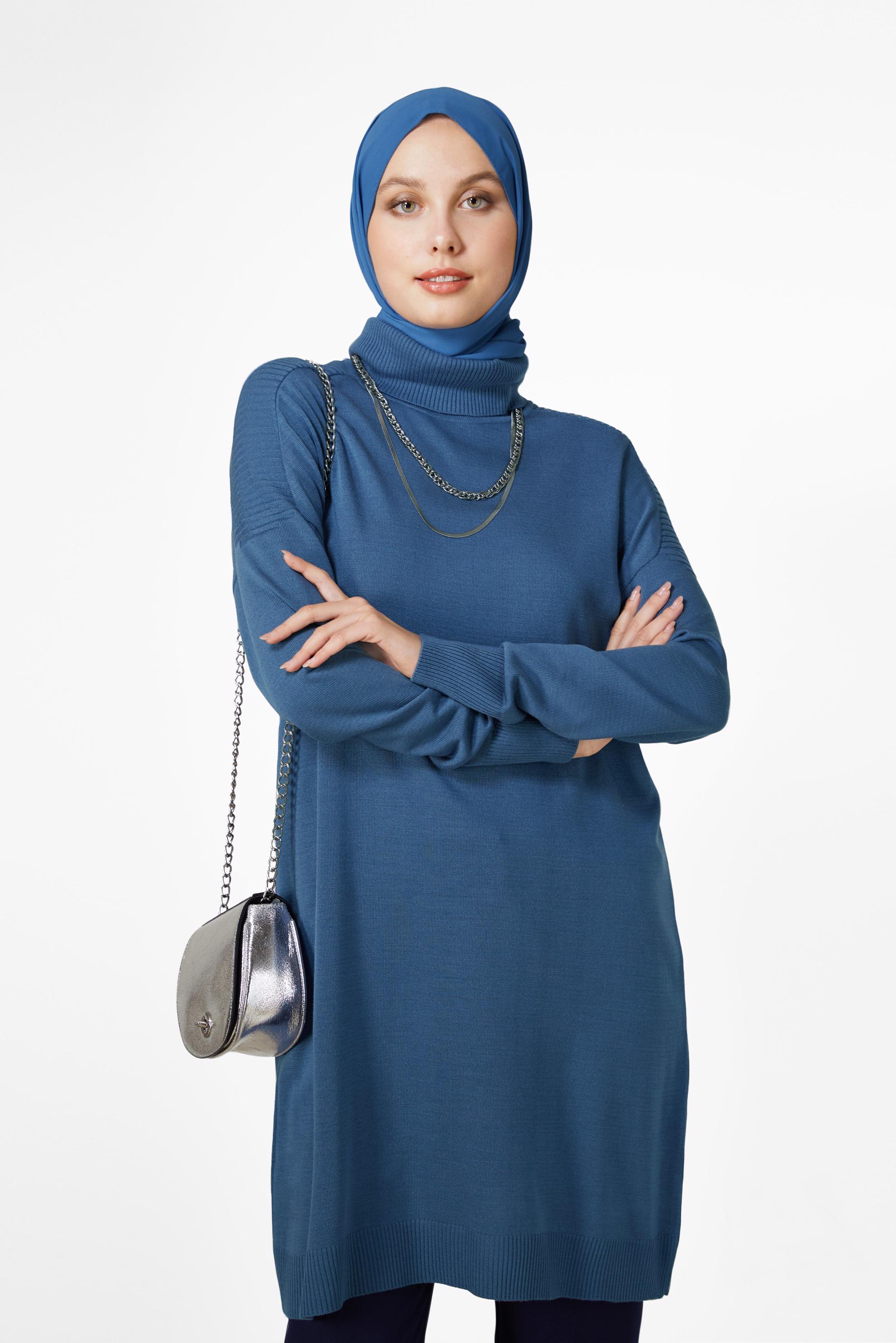 Tesettür giyim LACİVERT BASIC TRİKO TUNİK 42001 