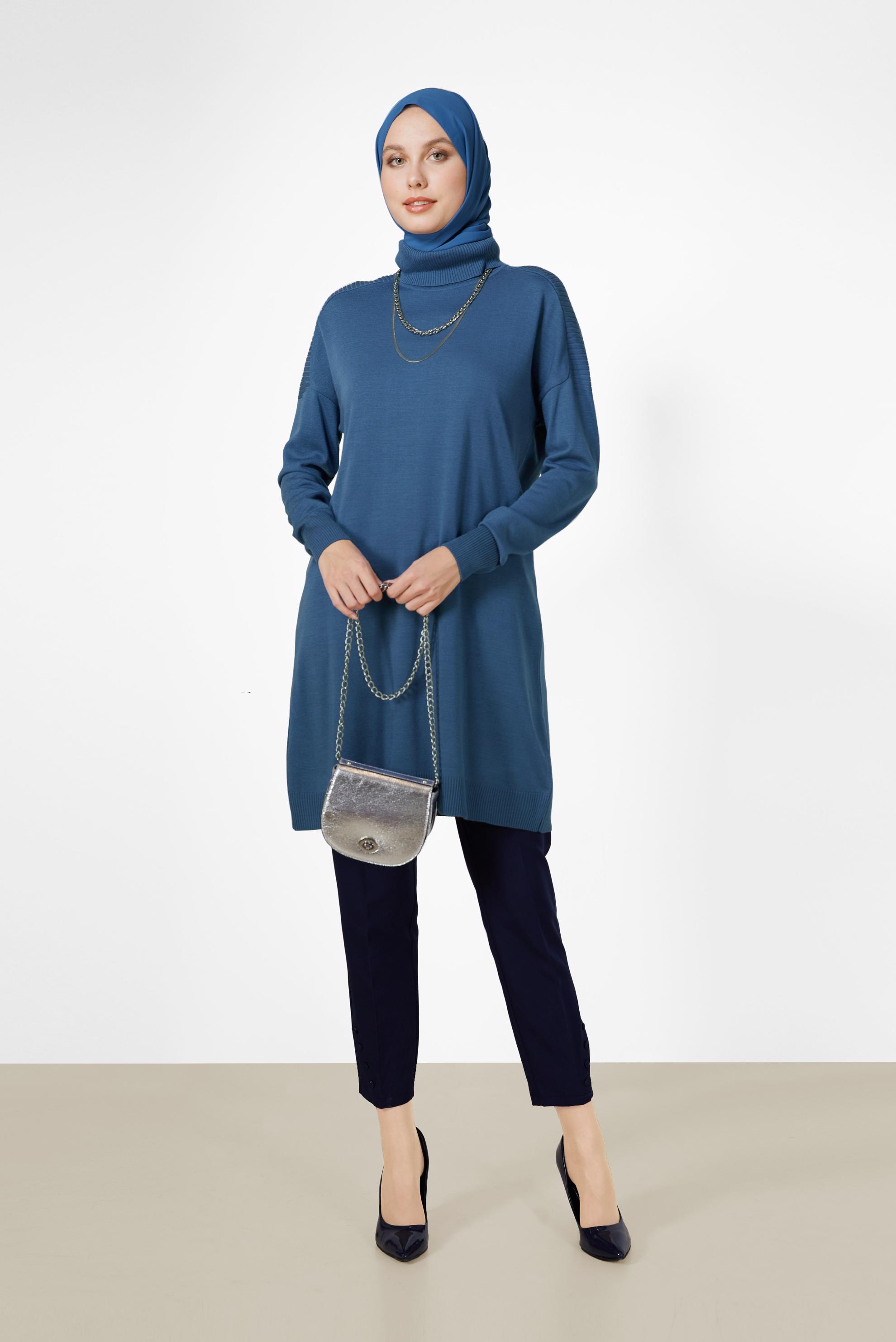 Tesettür giyim LACİVERT BASIC TRİKO TUNİK 42001 