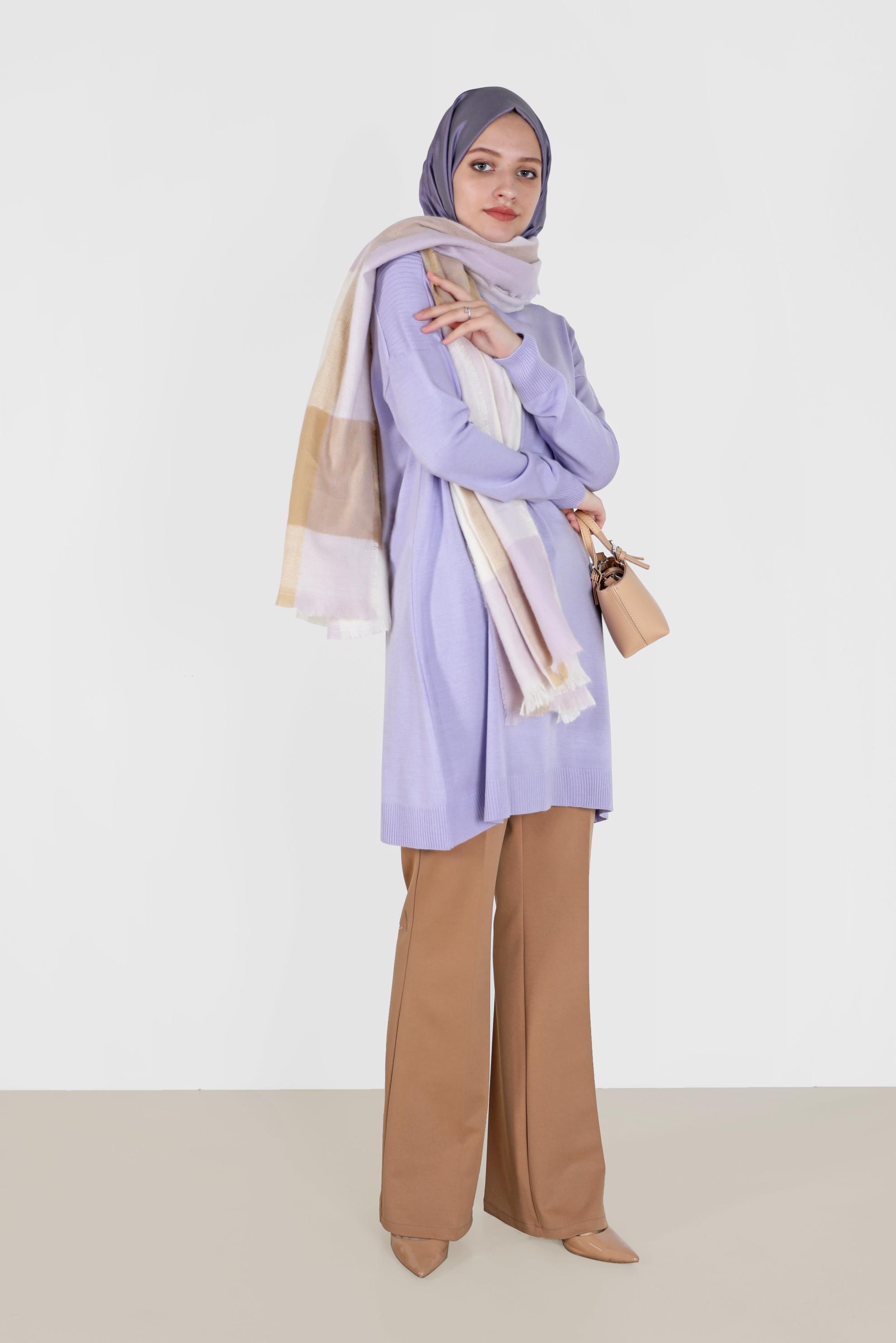 Tesettür giyim MOR BASIC TRİKO TUNİK 42001 