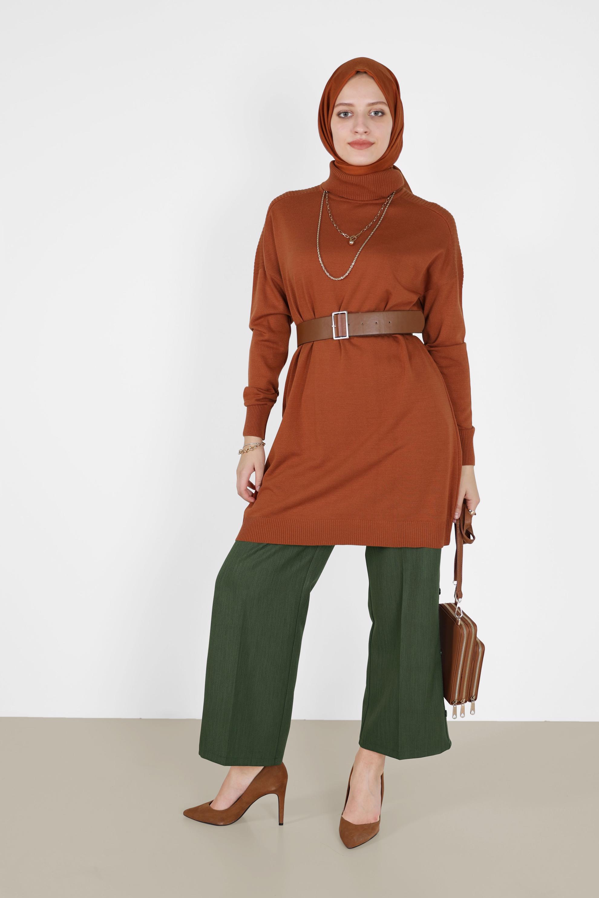 Tesettür giyim TURUNCU BASIC TRİKO TUNİK 42001 