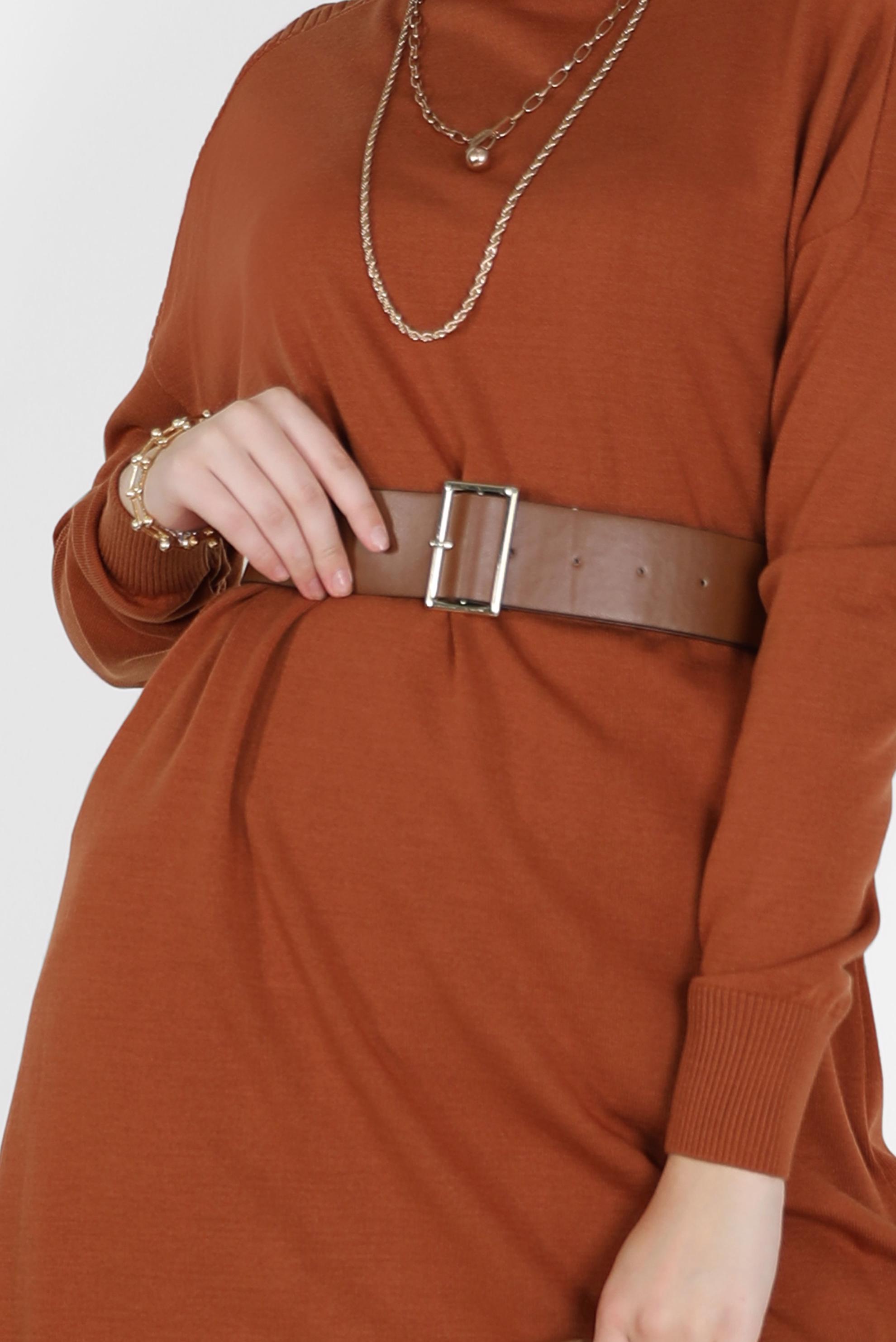 Tesettür giyim TURUNCU BASIC TRİKO TUNİK 42001 