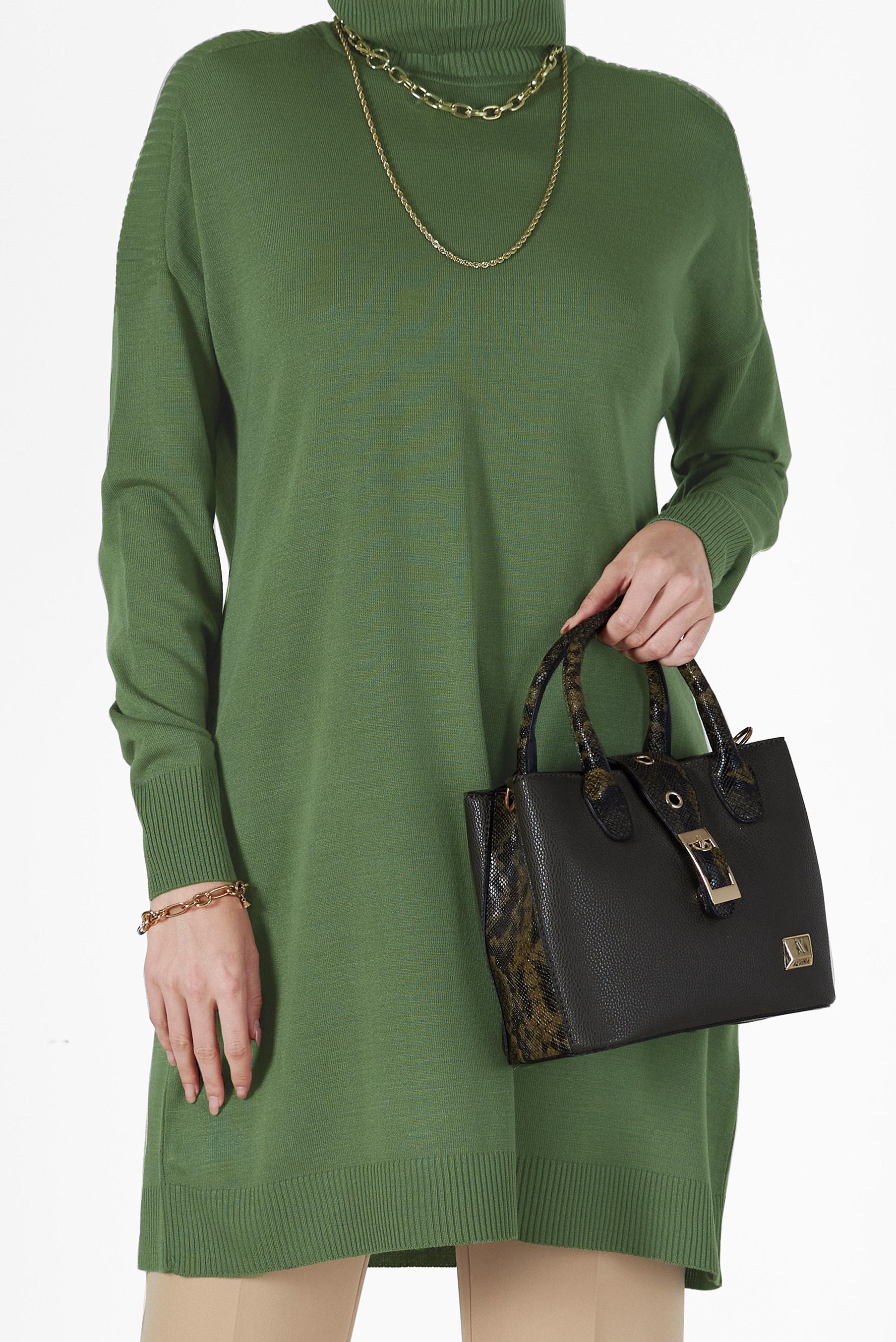 Tesettür giyim YEŞİL BASIC TRİKO TUNİK 42001 