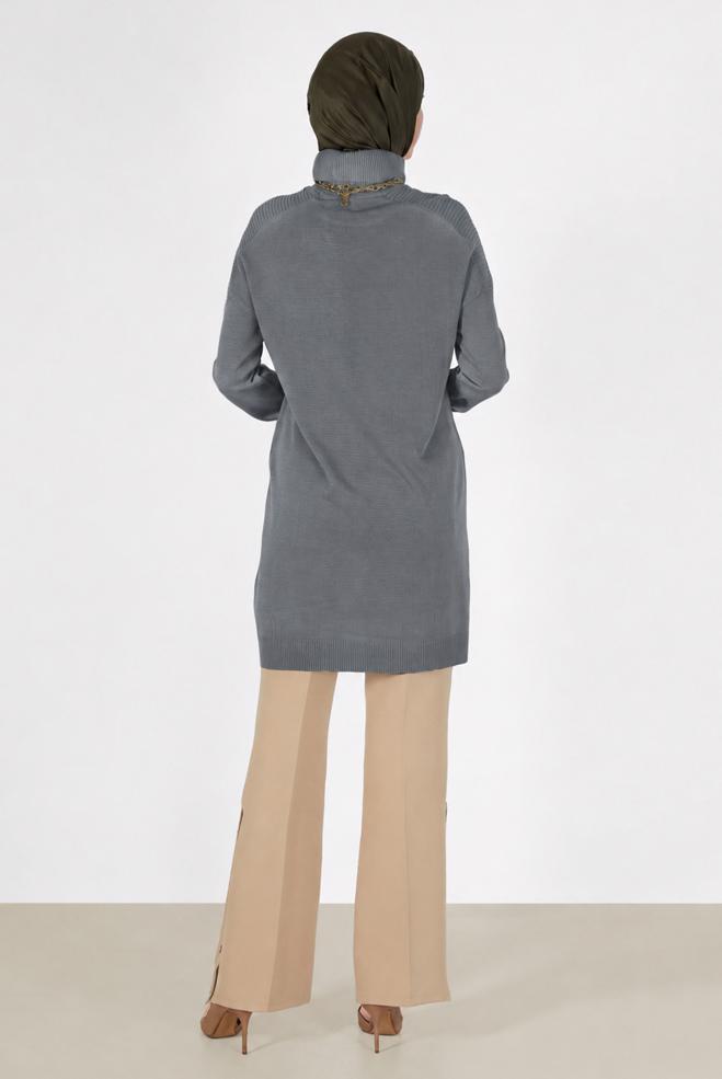 Vêtements hijab GRIS TUNIQUE MAILLE BASIQUE 42001 - ALVİNA