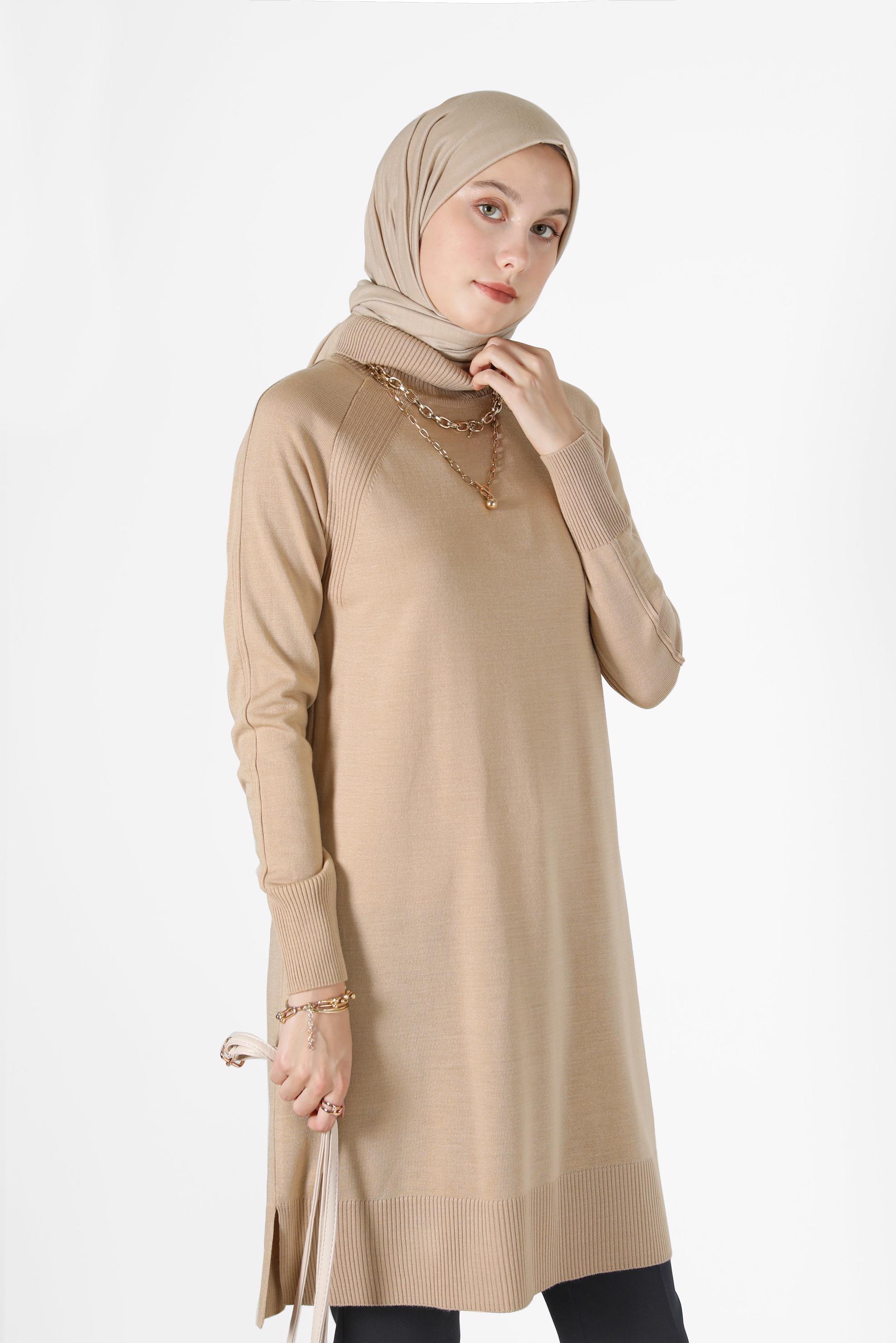 Tesettür giyim BEJ KLASİK TRİKO TUNİK 42002  