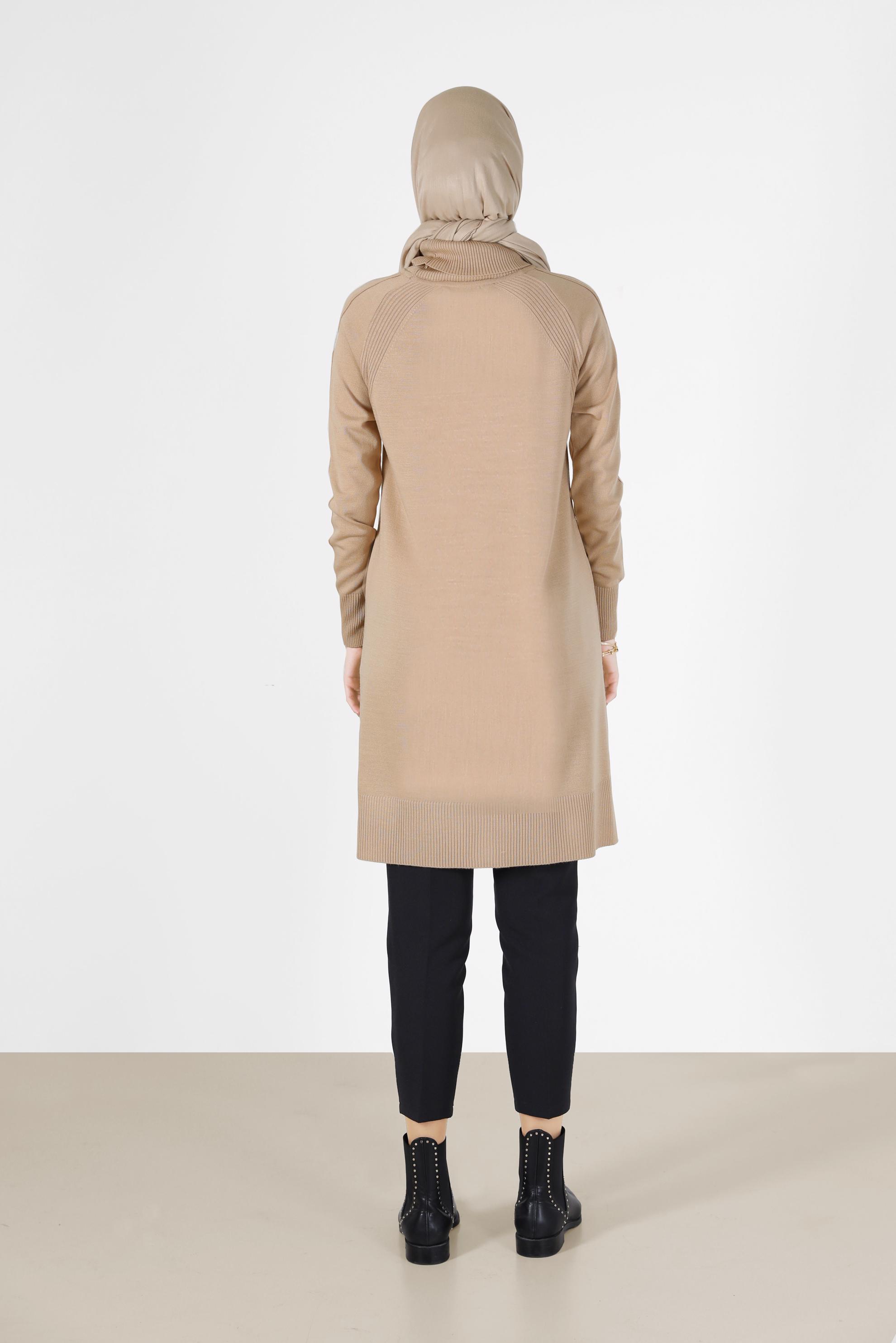 Tesettür giyim BEJ KLASİK TRİKO TUNİK 42002  