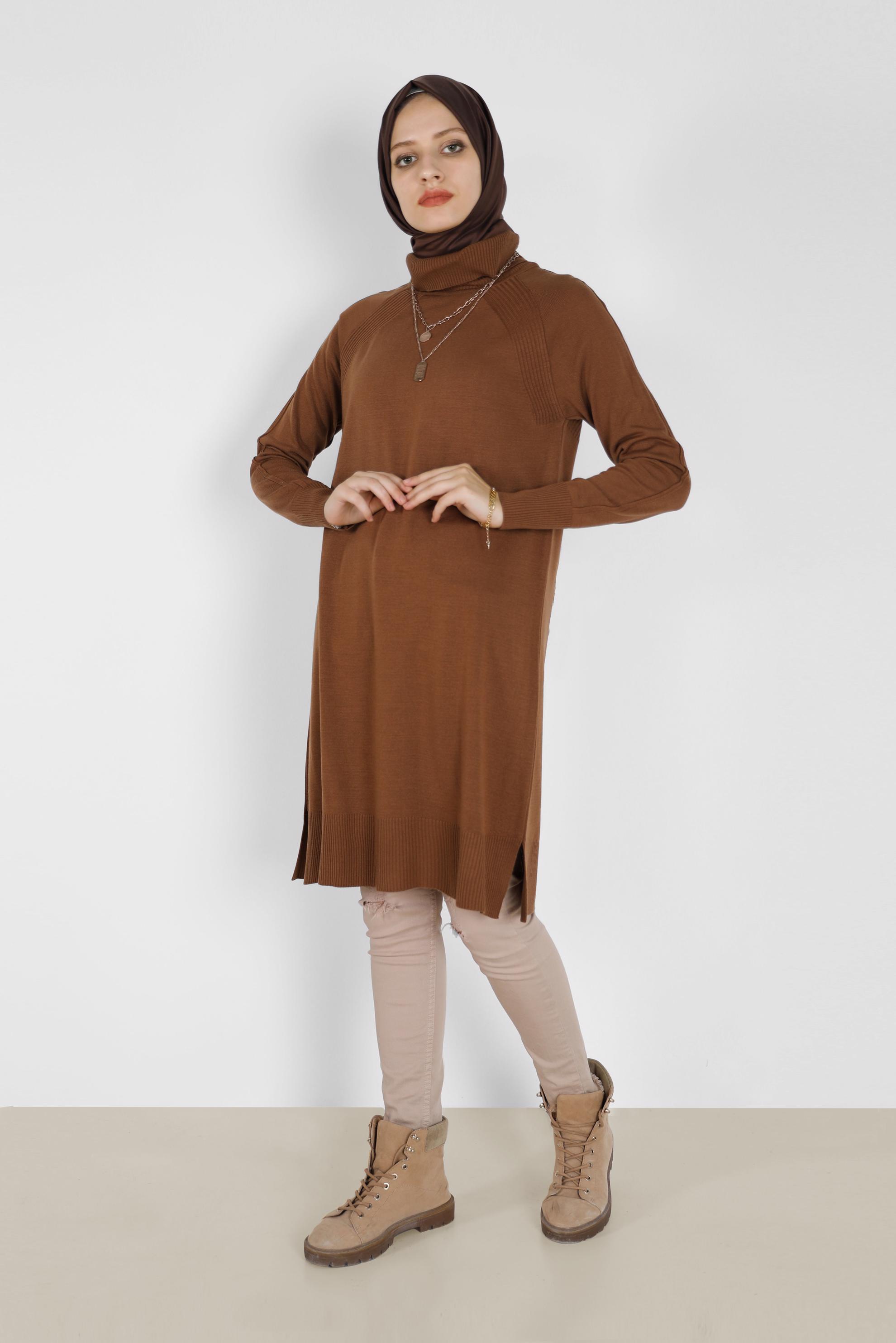 Tesettür giyim SARI KLASİK TRİKO TUNİK 42002  