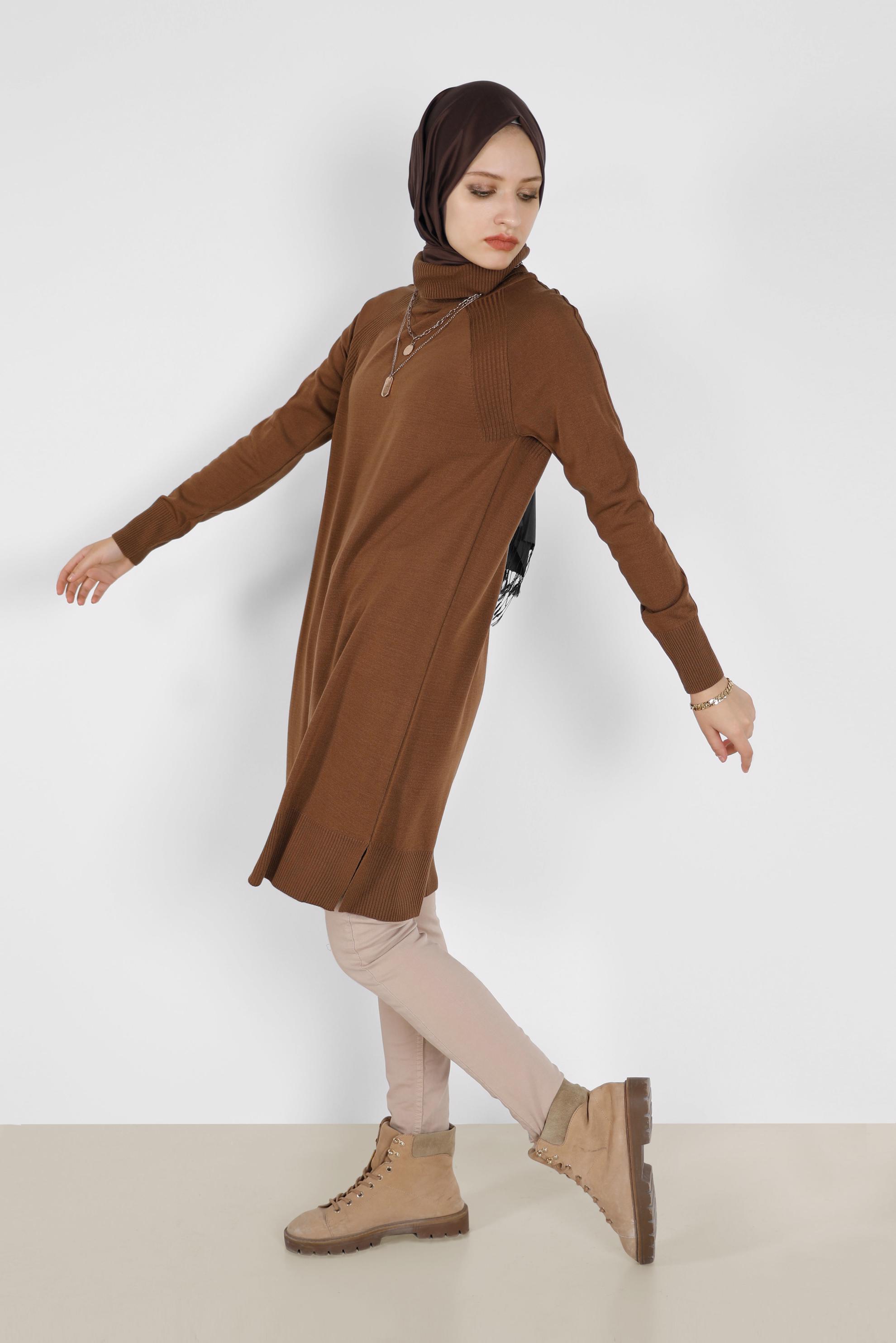 Tesettür giyim SARI KLASİK TRİKO TUNİK 42002  