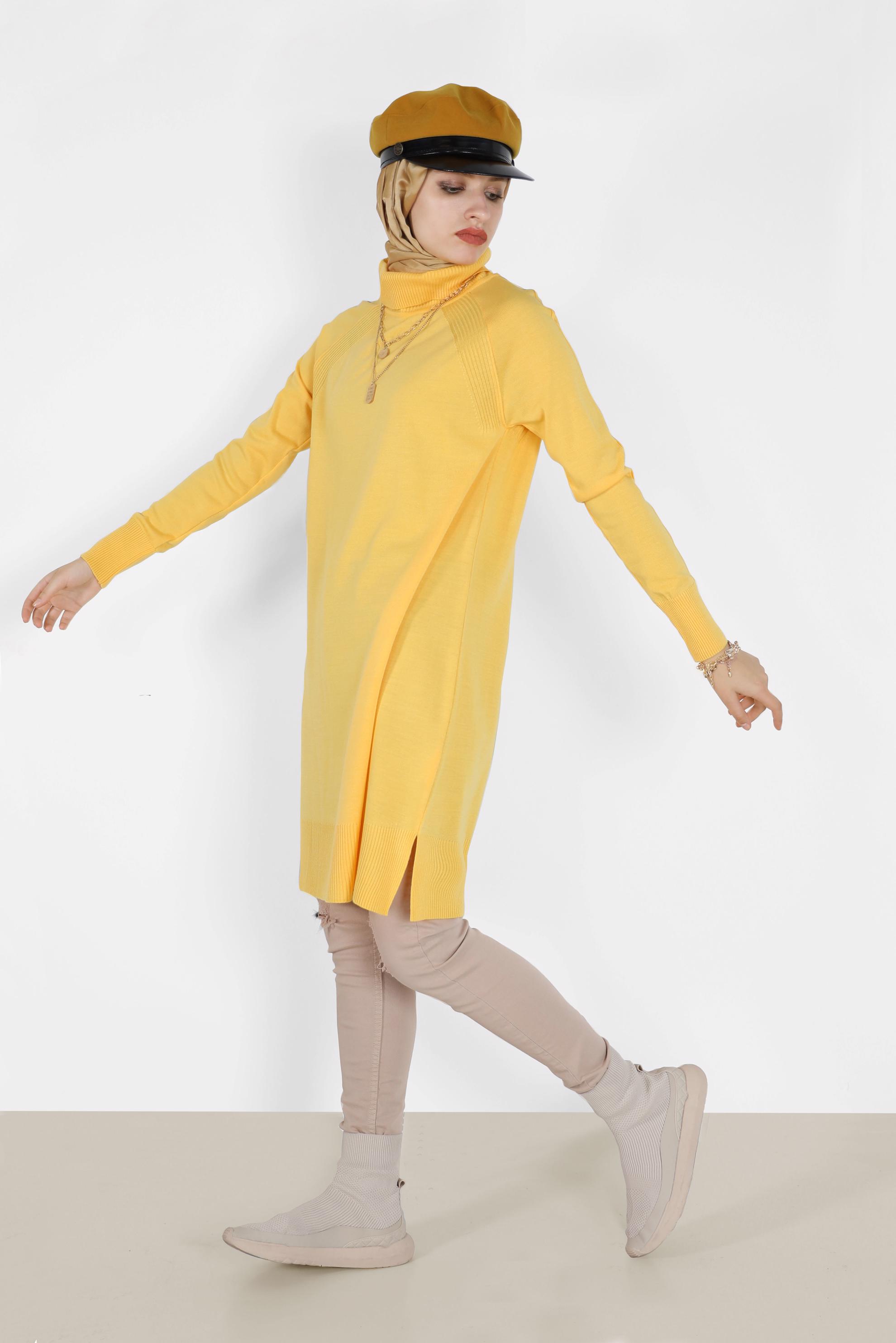 Tesettür giyim SARI KLASİK TRİKO TUNİK 42002  