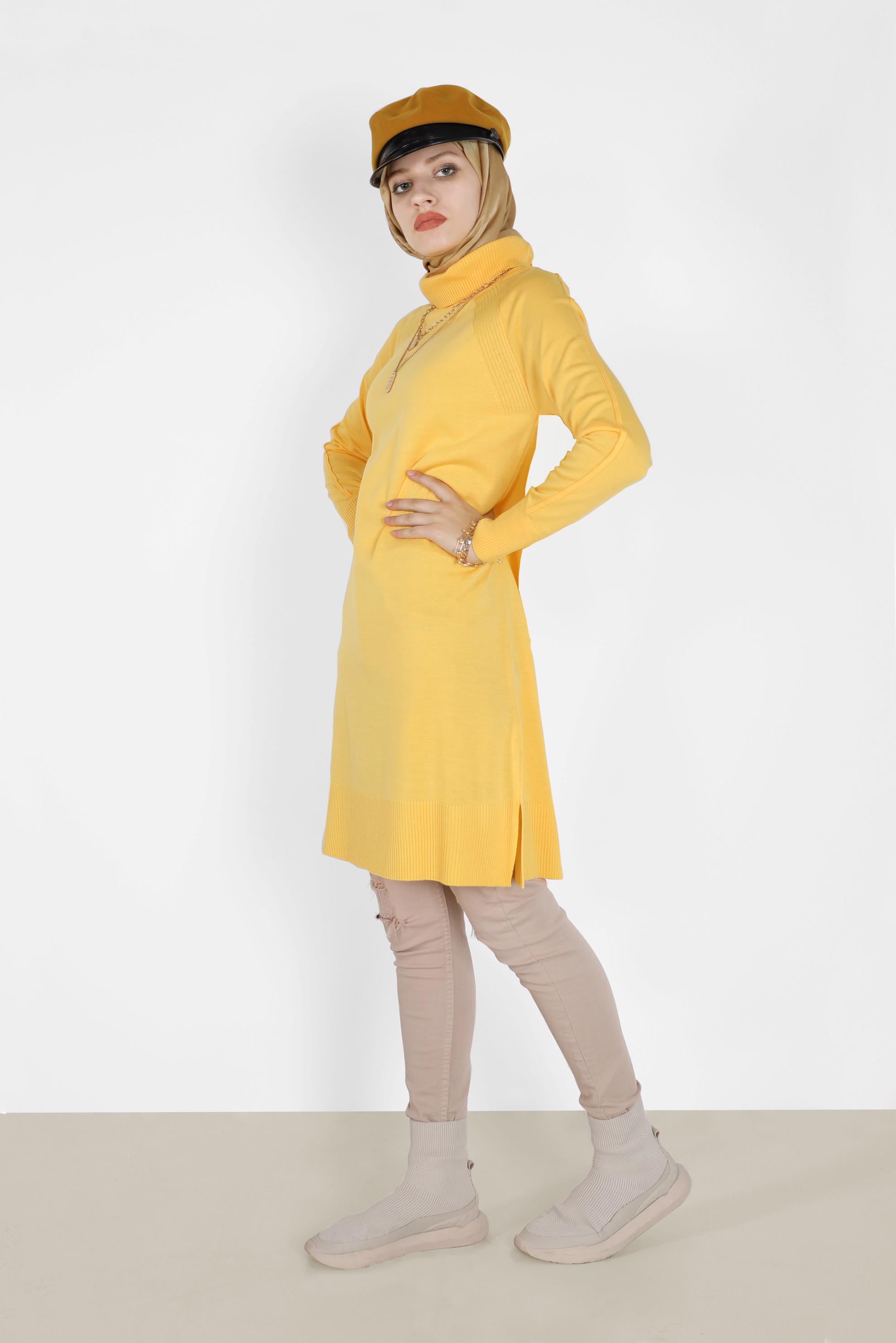 Tesettür giyim SARI KLASİK TRİKO TUNİK 42002  