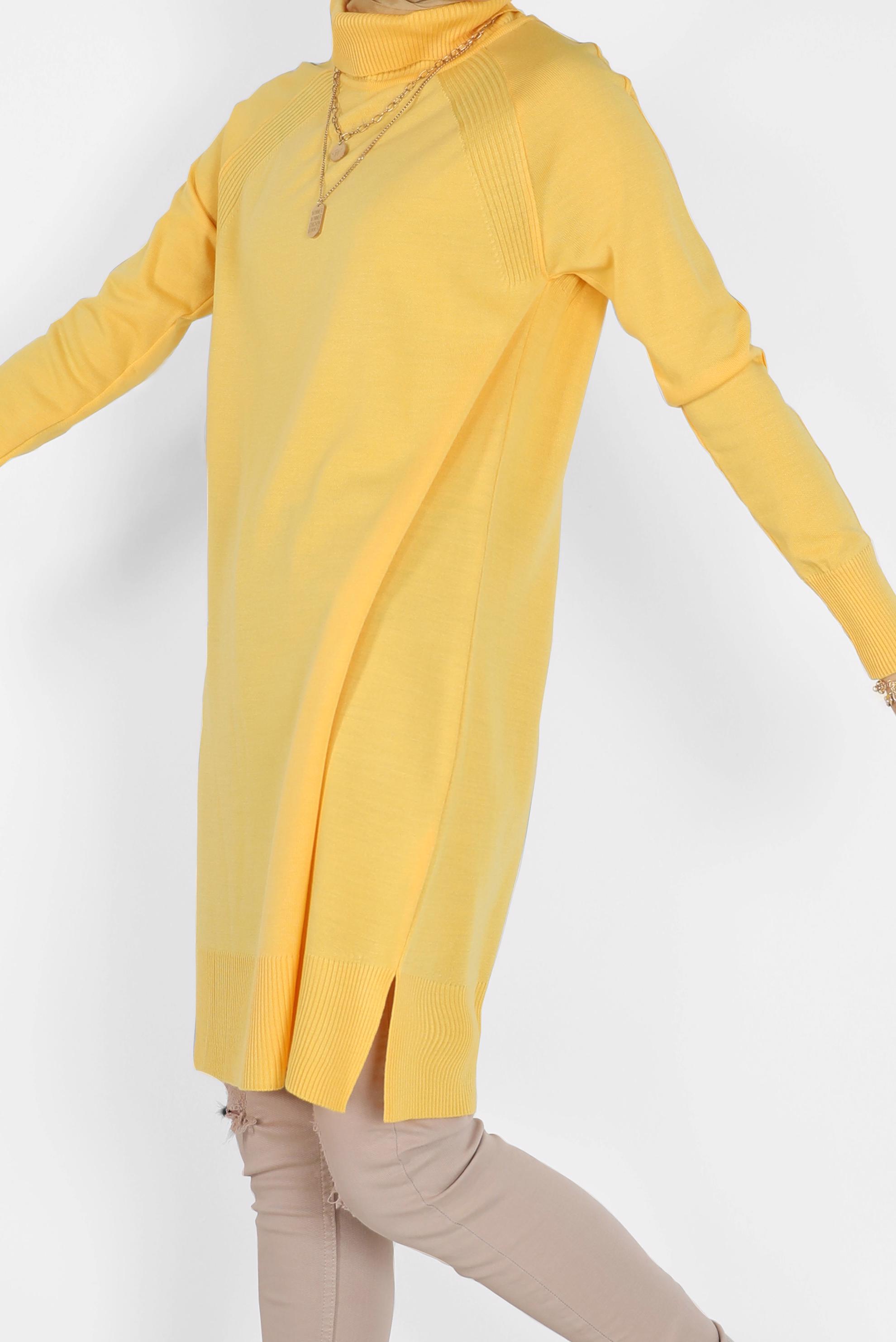 Tesettür giyim SARI KLASİK TRİKO TUNİK 42002  