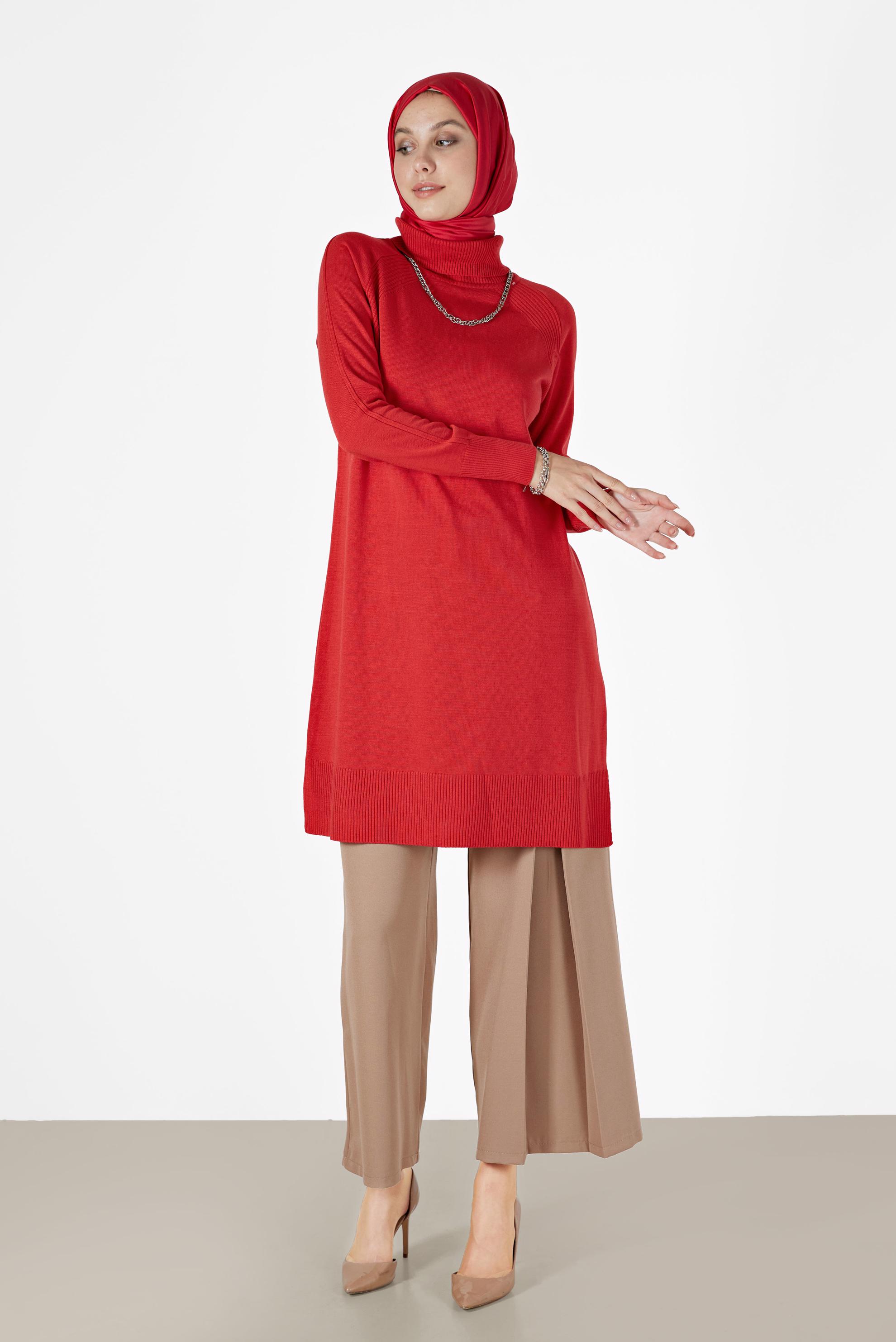 Tesettür giyim MERCAN KLASİK TRİKO TUNİK 42002  