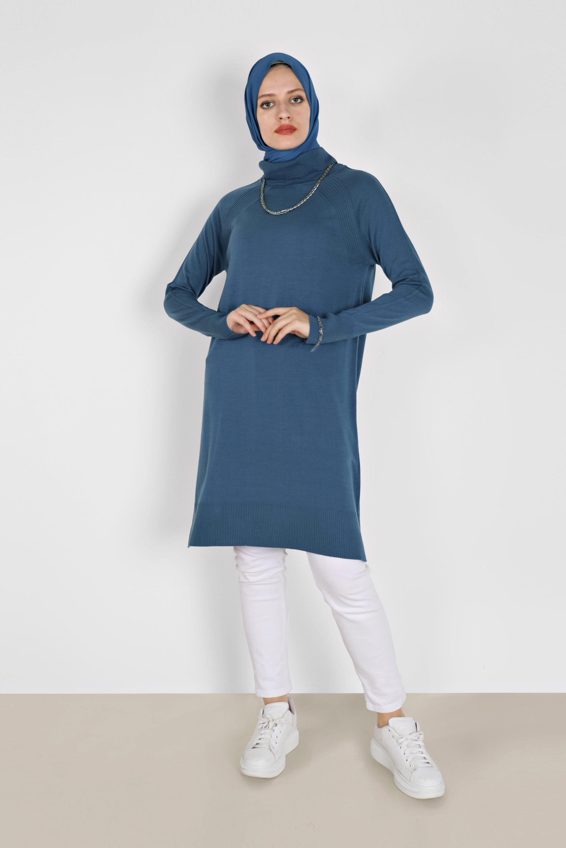Tesettür giyim LACİVERT KLASİK TRİKO TUNİK 42002  