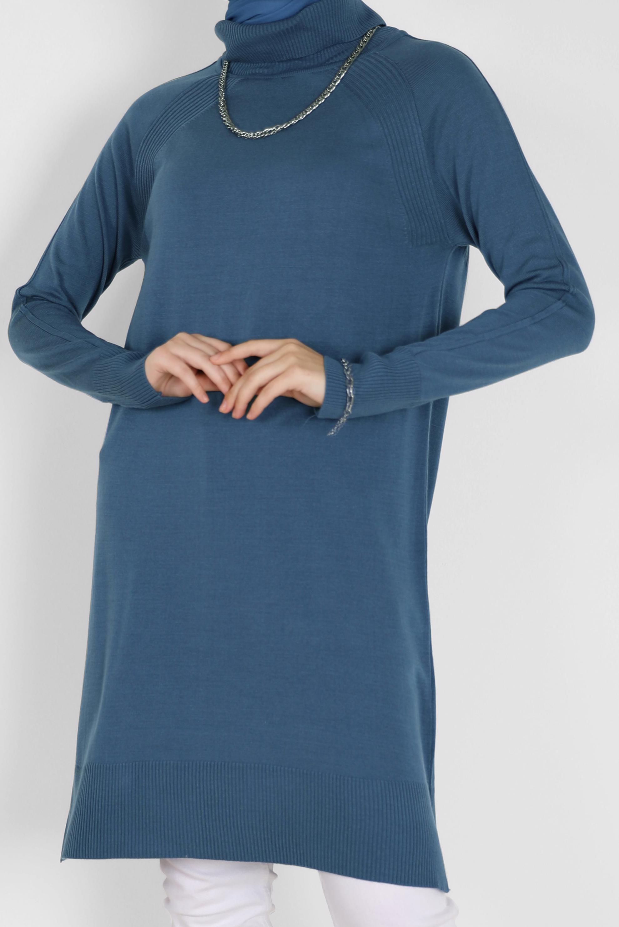 Tesettür giyim LACİVERT KLASİK TRİKO TUNİK 42002  