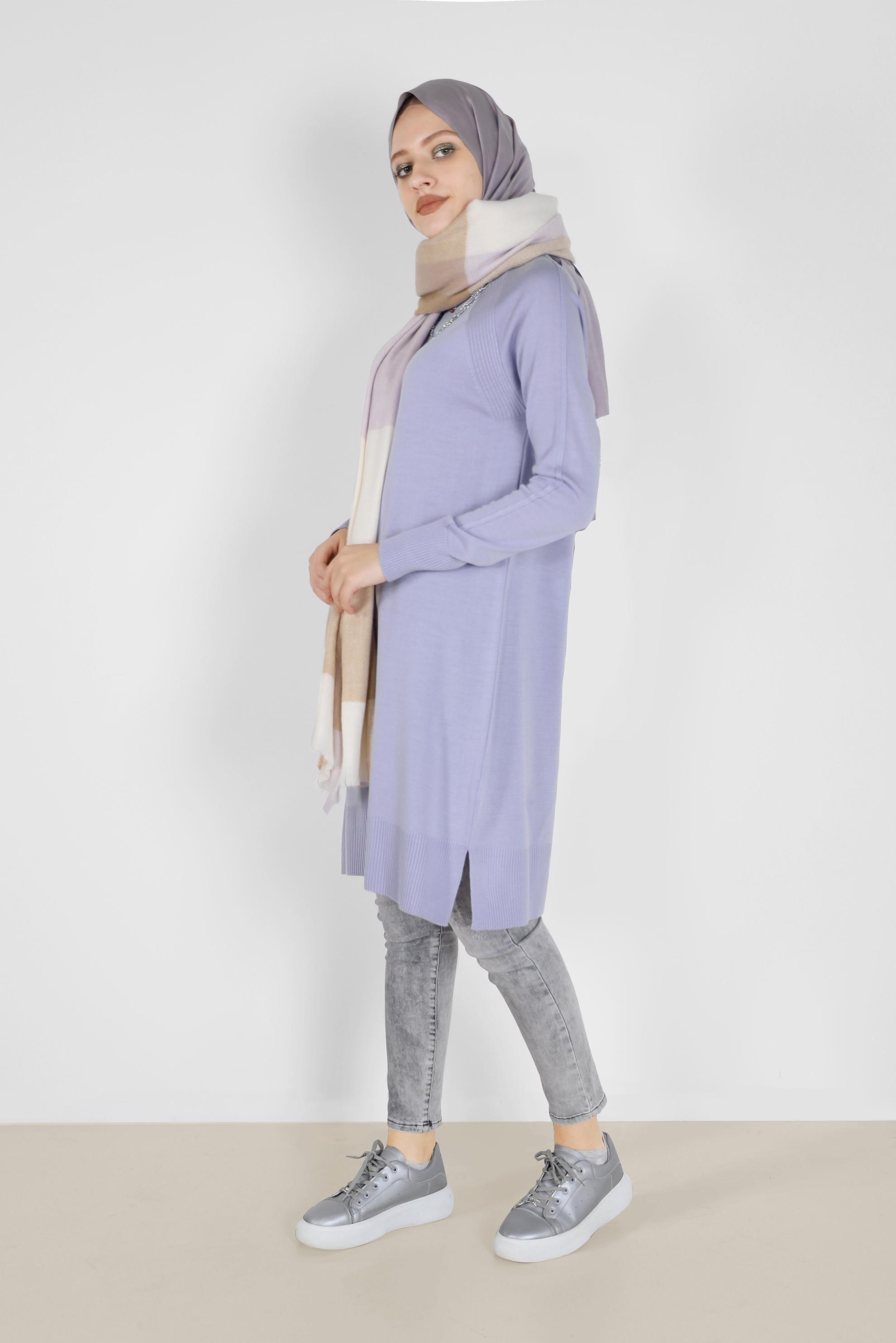 Tesettür giyim MOR KLASİK TRİKO TUNİK 42002  