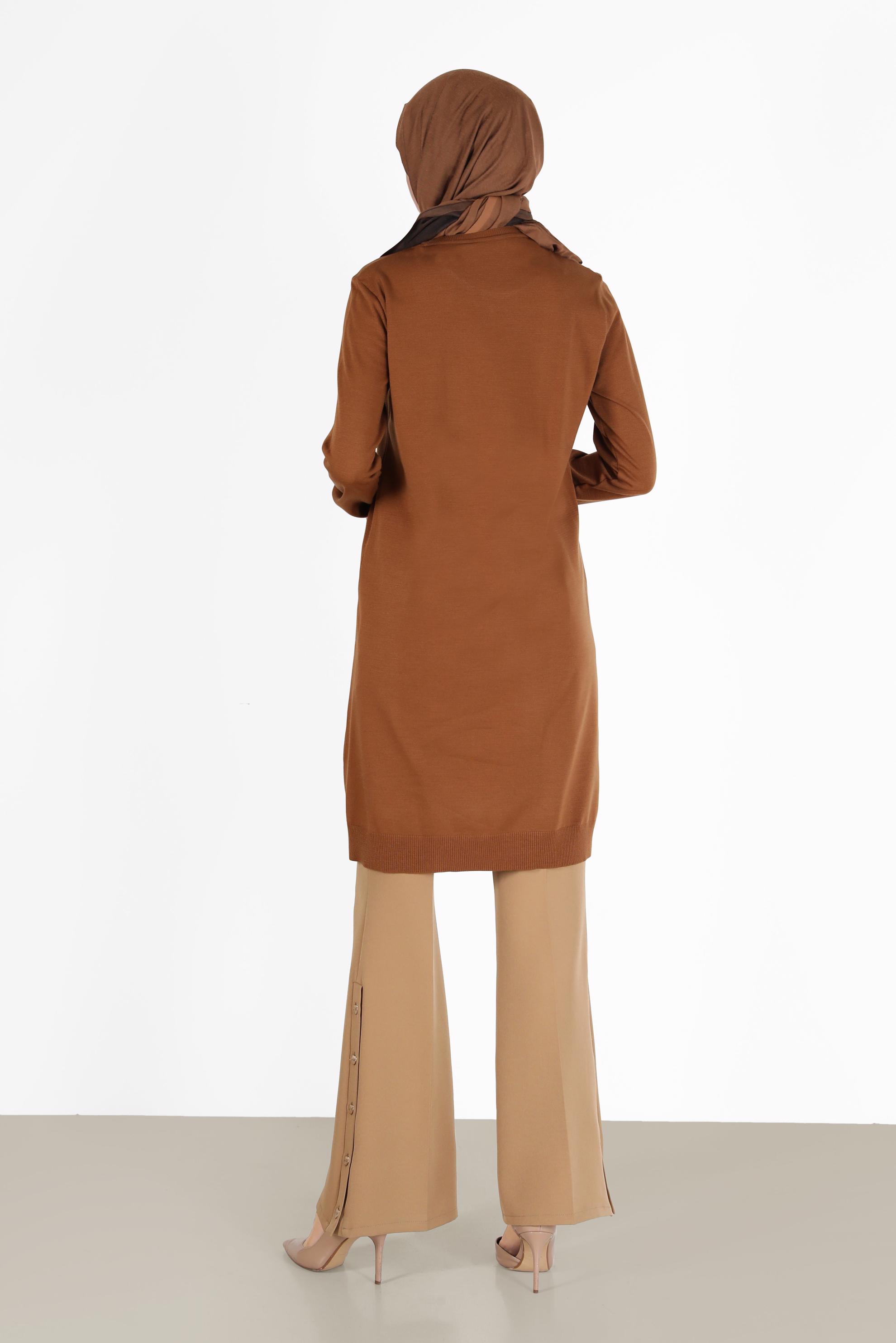 Tesettür giyim SARI CEP DETAYLI BASIC TRİKO TUNİK 42003 