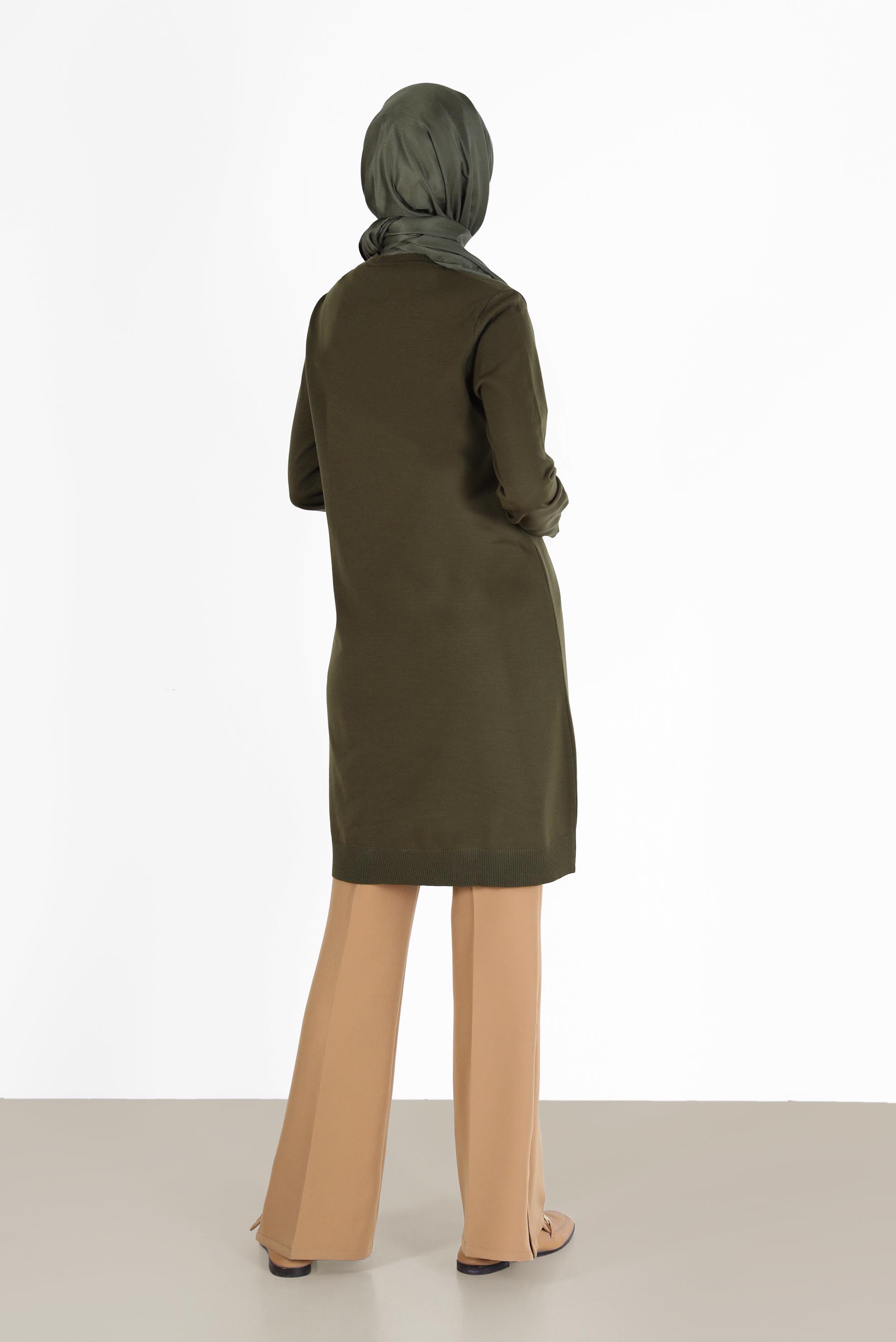 Tesettür giyim HAKİ CEP DETAYLI BASIC TRİKO TUNİK 42003 