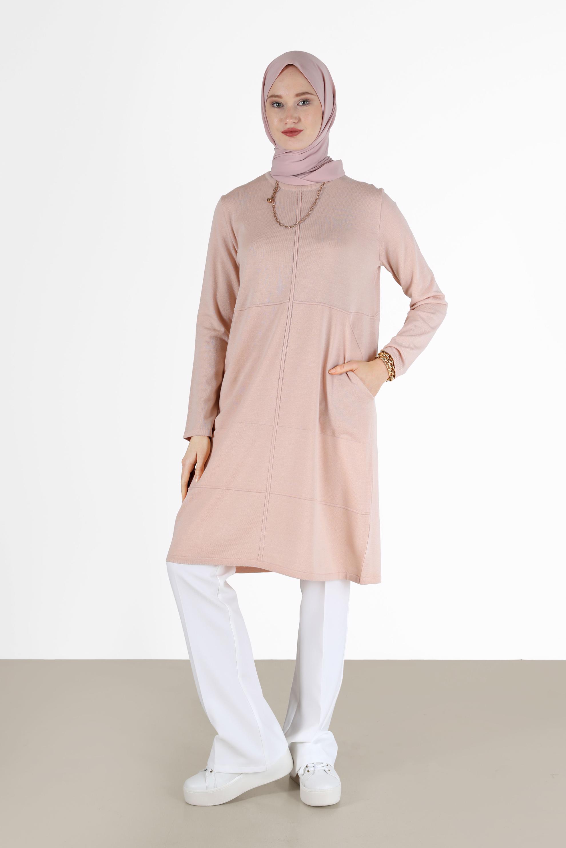 Hijab clothing POWDER STRIPE DETAIL KNITWEAR TUNIC 42004 