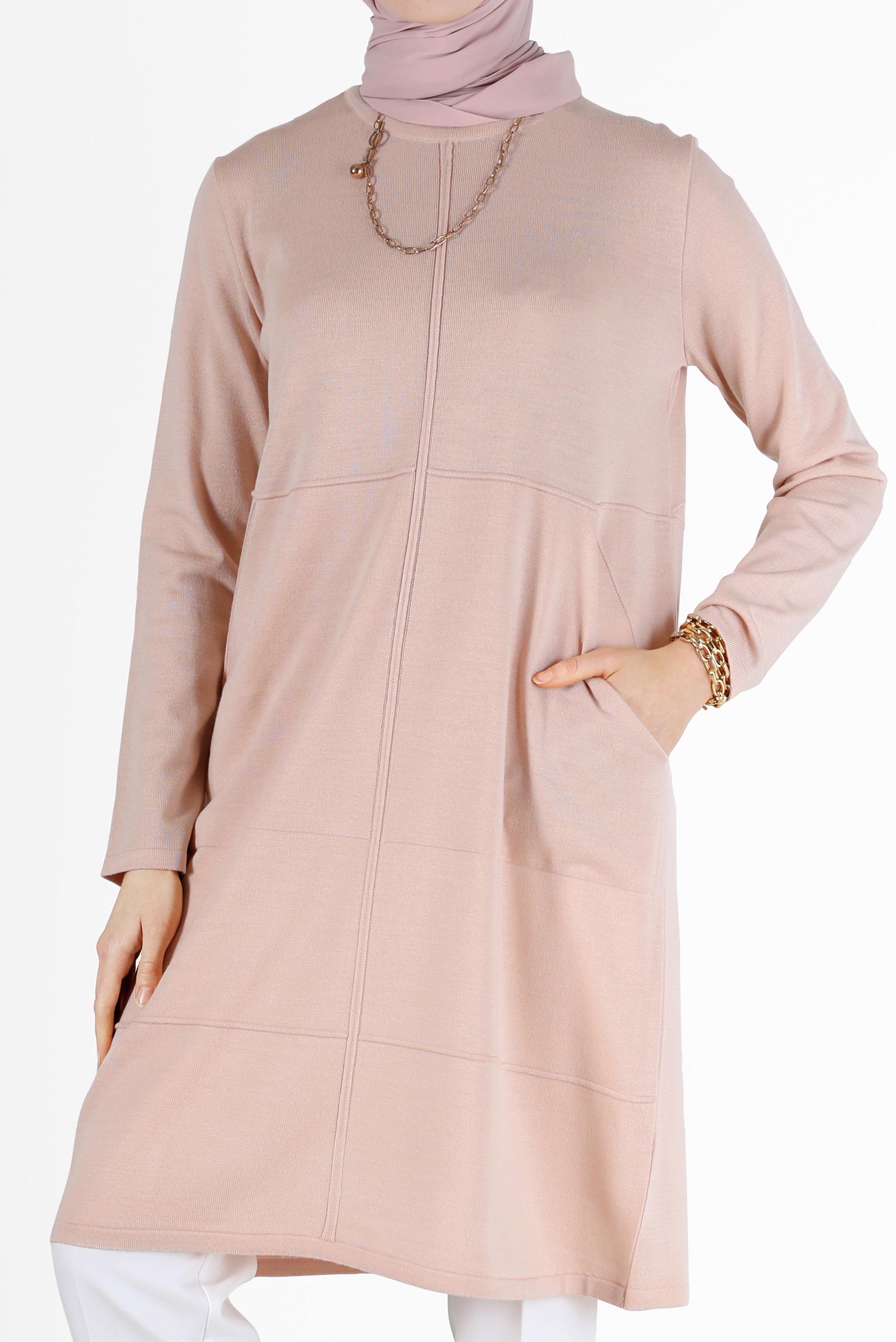 Hijab clothing POWDER STRIPE DETAIL KNITWEAR TUNIC 42004 