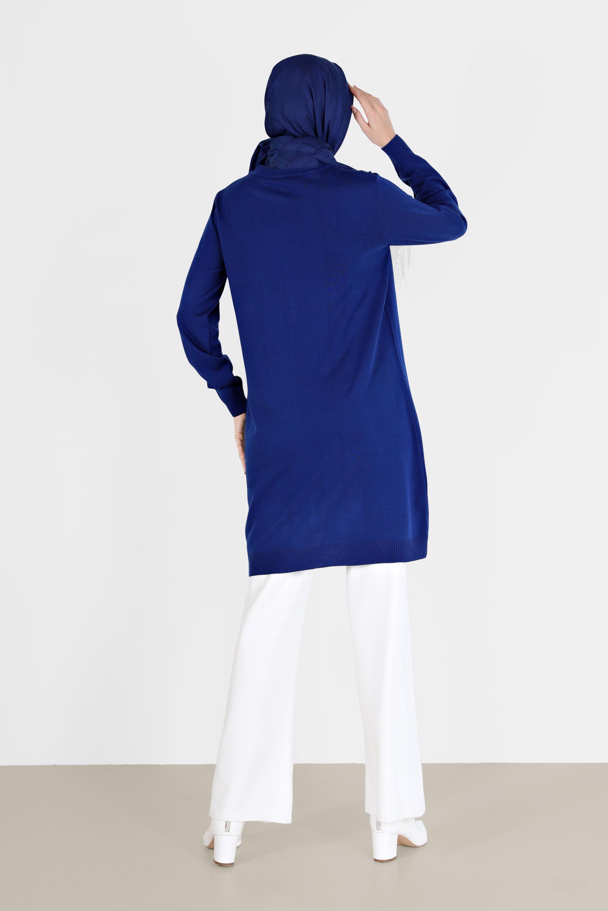 Tesettür giyim LACİVERT CEP DETAYLI TRİKO TUNİK 42008 