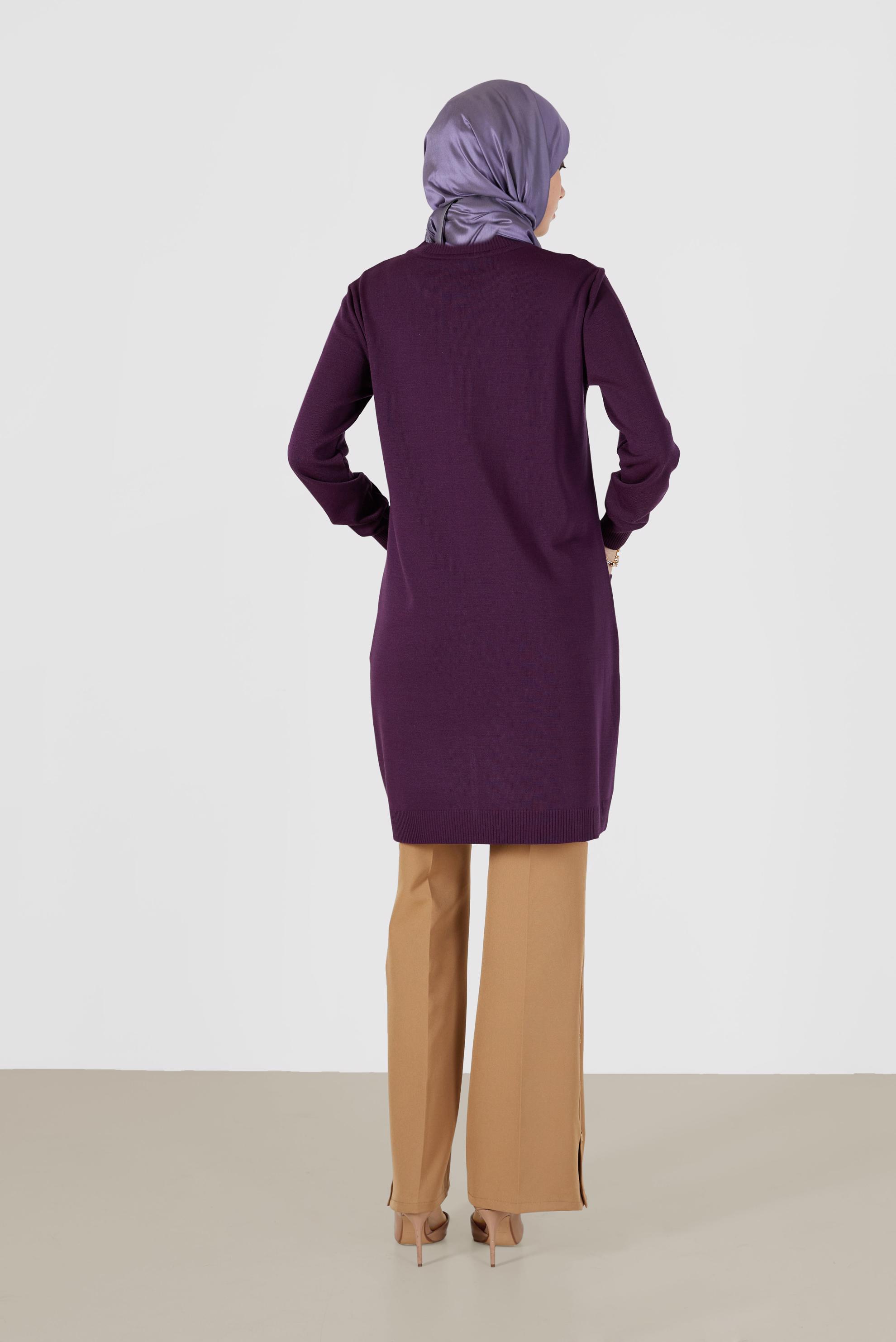 Tesettür giyim MÜRDÜM CEP DETAYLI TRİKO TUNİK 42008 