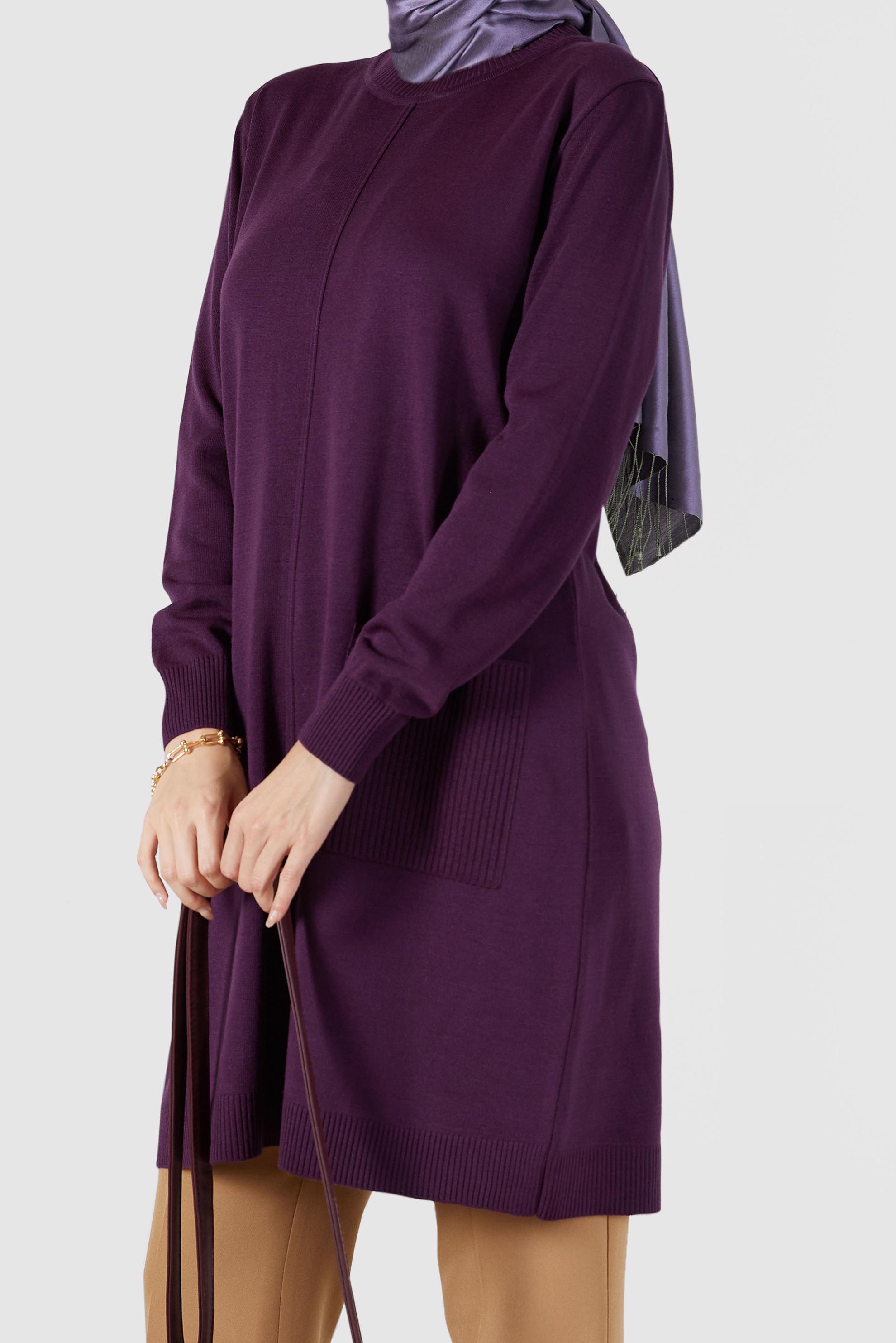 Tesettür giyim MÜRDÜM CEP DETAYLI TRİKO TUNİK 42008 