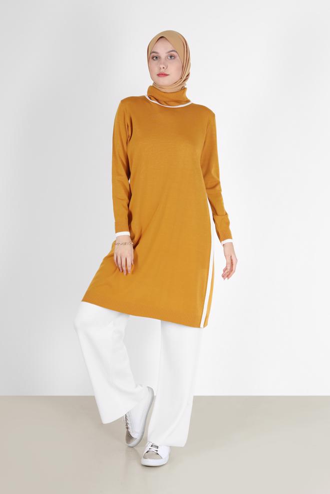 Hijab clothing  STRIPE DETAIL KNITWEAR TUNIC 42009  - ALVİNA