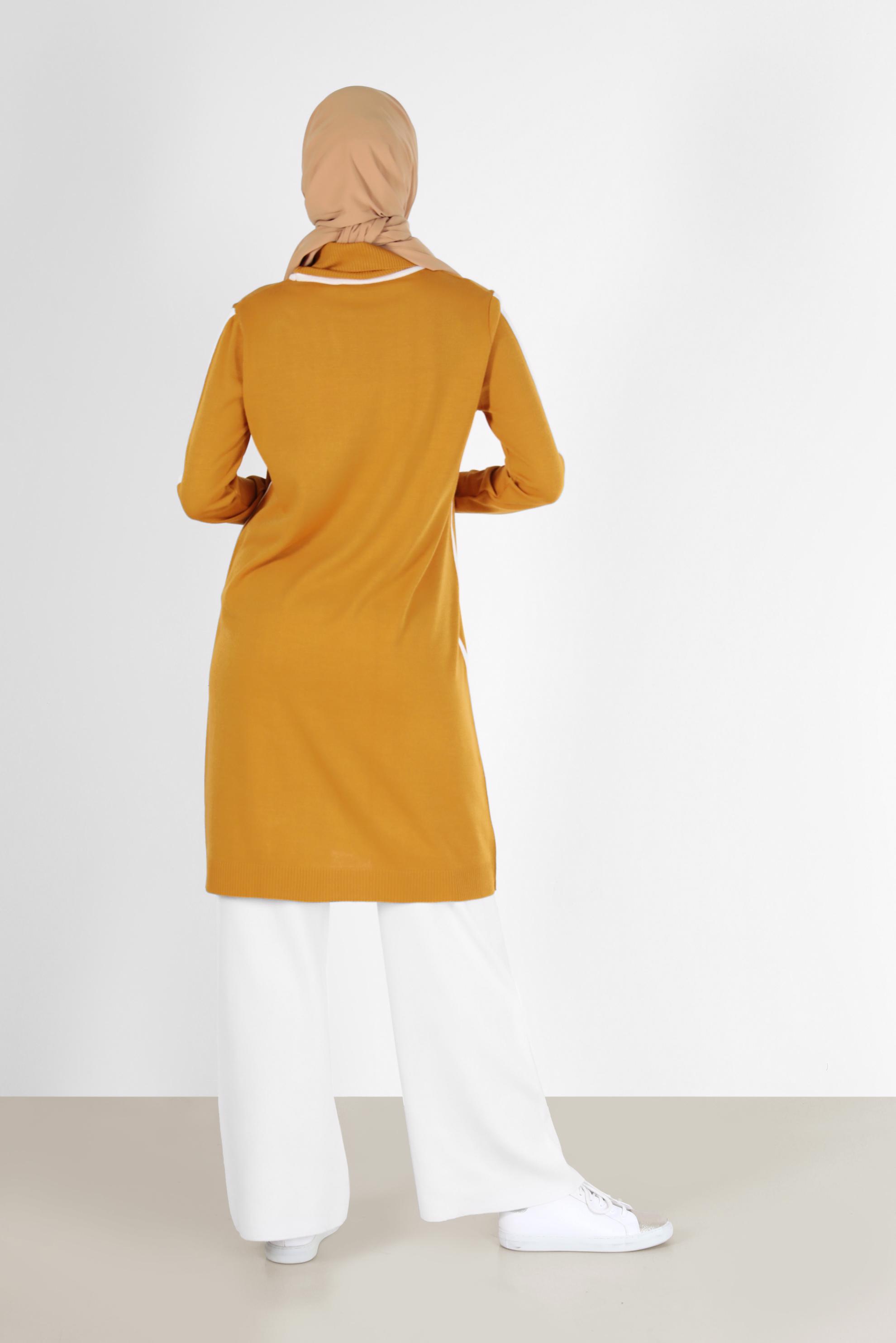 Hijab clothing YELLOW STRIPE DETAIL KNITWEAR TUNIC 42009 