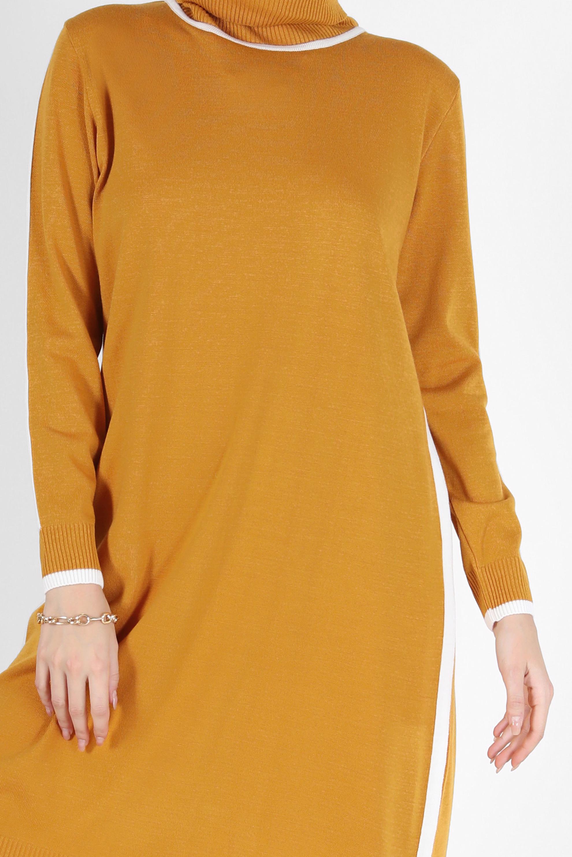 Hijab clothing YELLOW STRIPE DETAIL KNITWEAR TUNIC 42009 