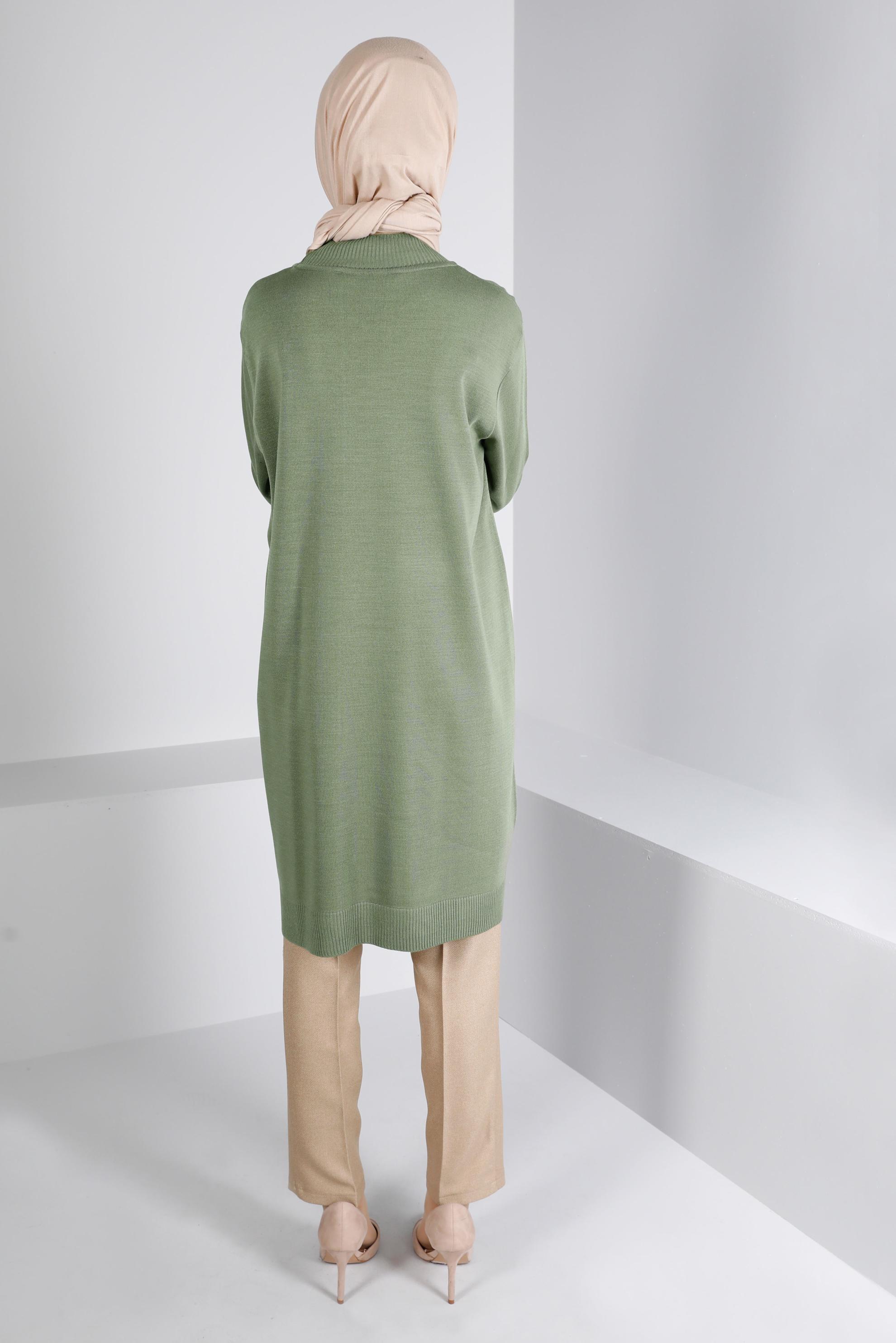 Hijab clothing GREEN BEAD DETAIL KNITWEAR TUNIC 42010