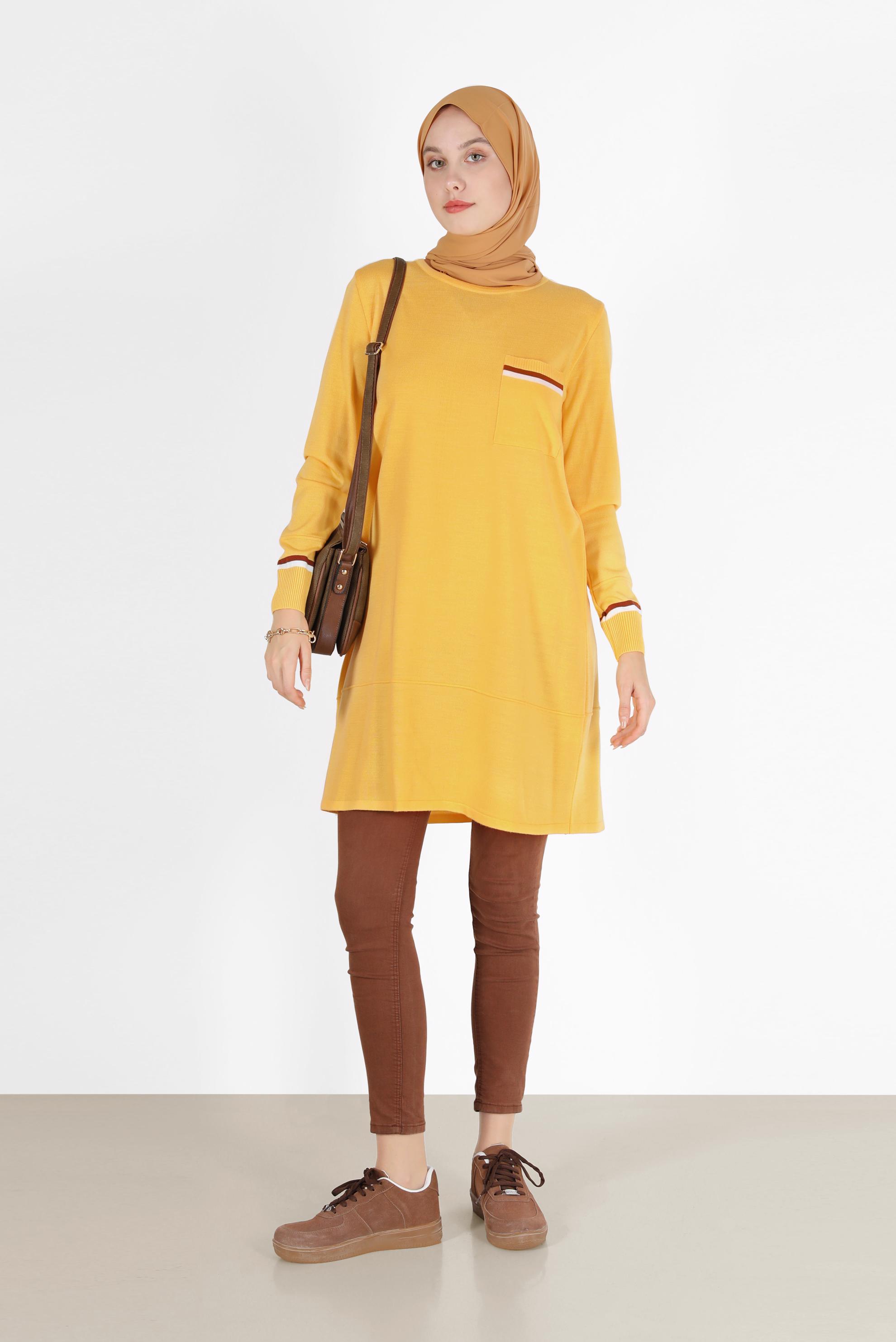 Hijab clothing YELLOW POCKET DETAIL TUNIC 42013 