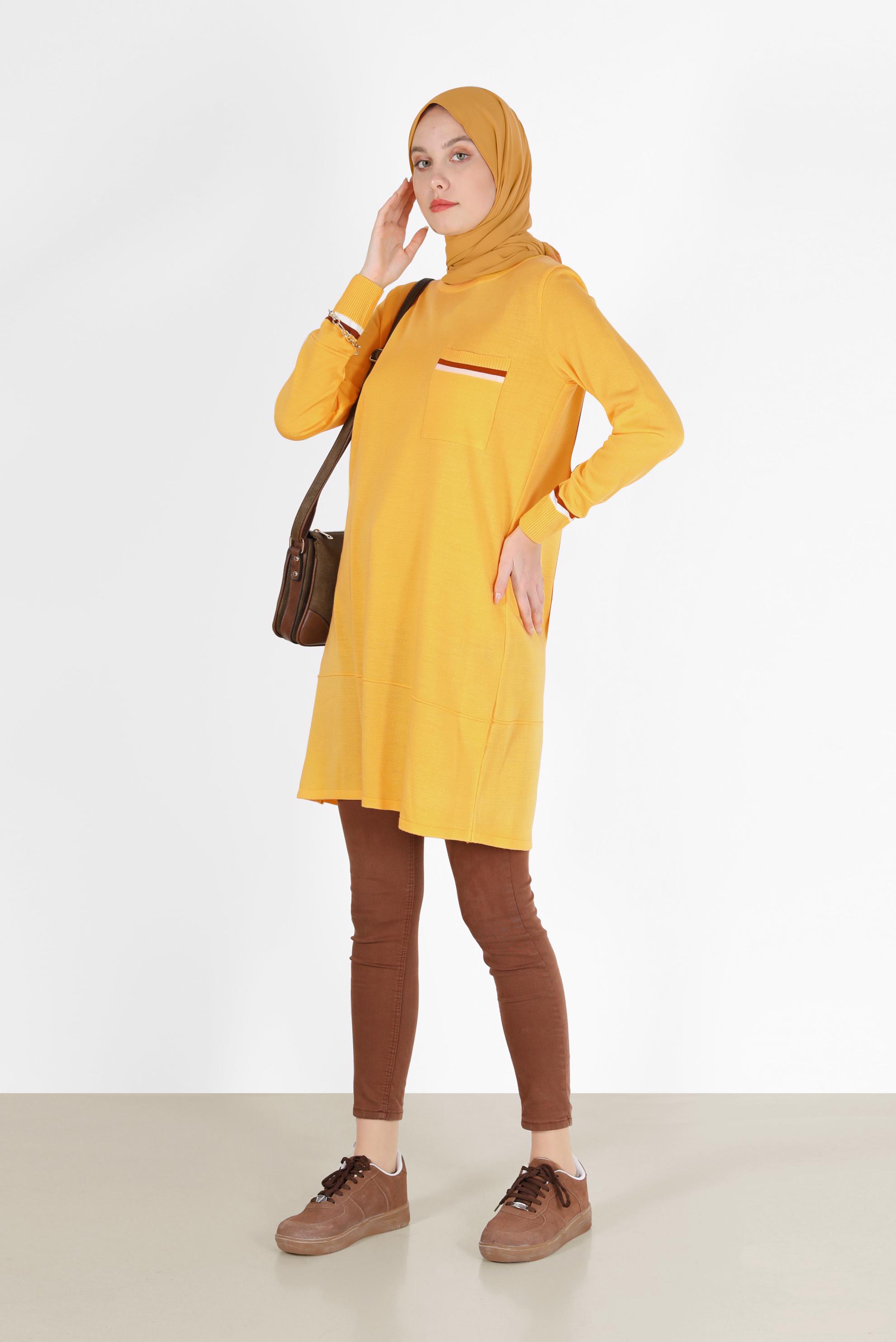 Hijab clothing YELLOW POCKET DETAIL TUNIC 42013 
