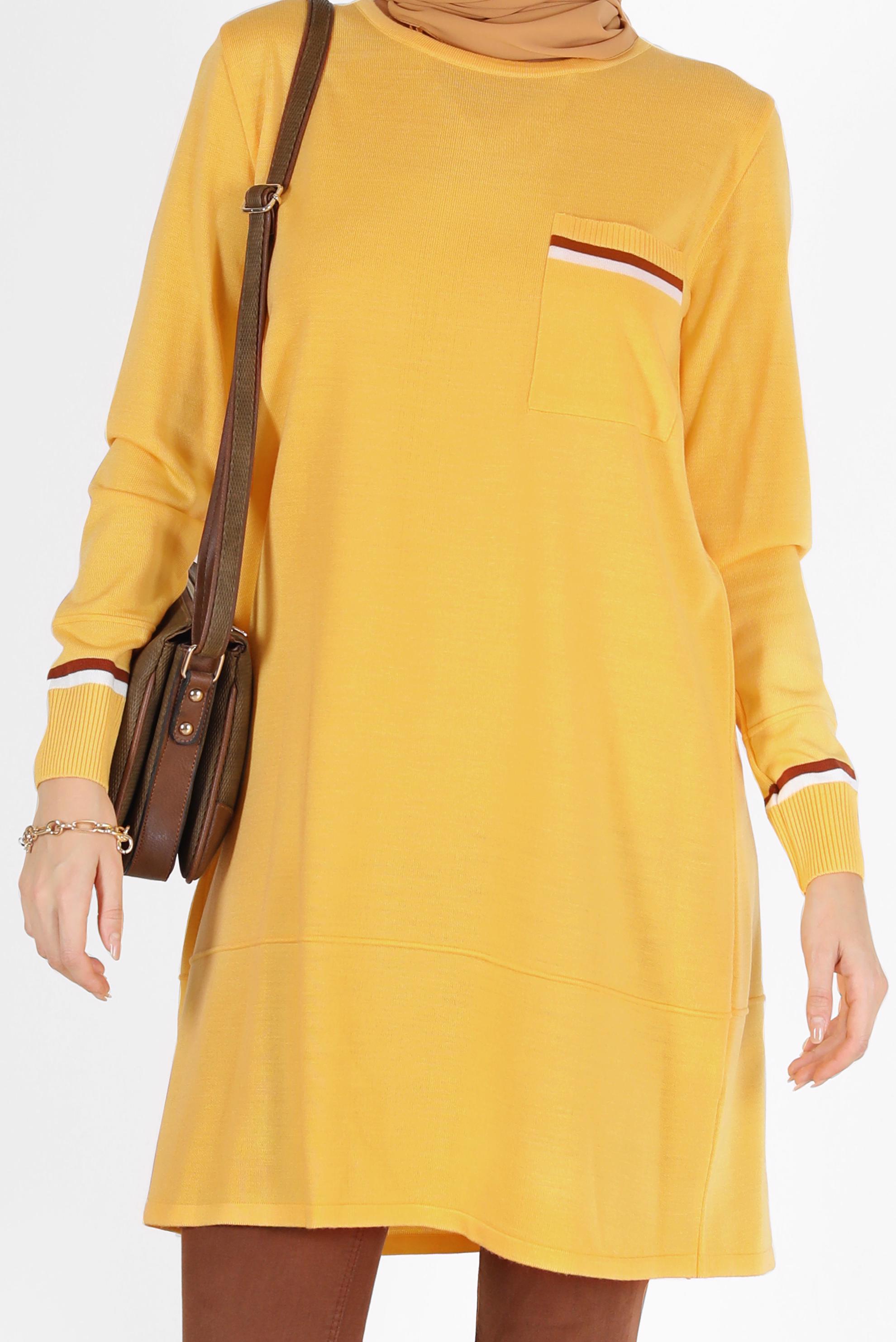 Hijab clothing YELLOW POCKET DETAIL TUNIC 42013 