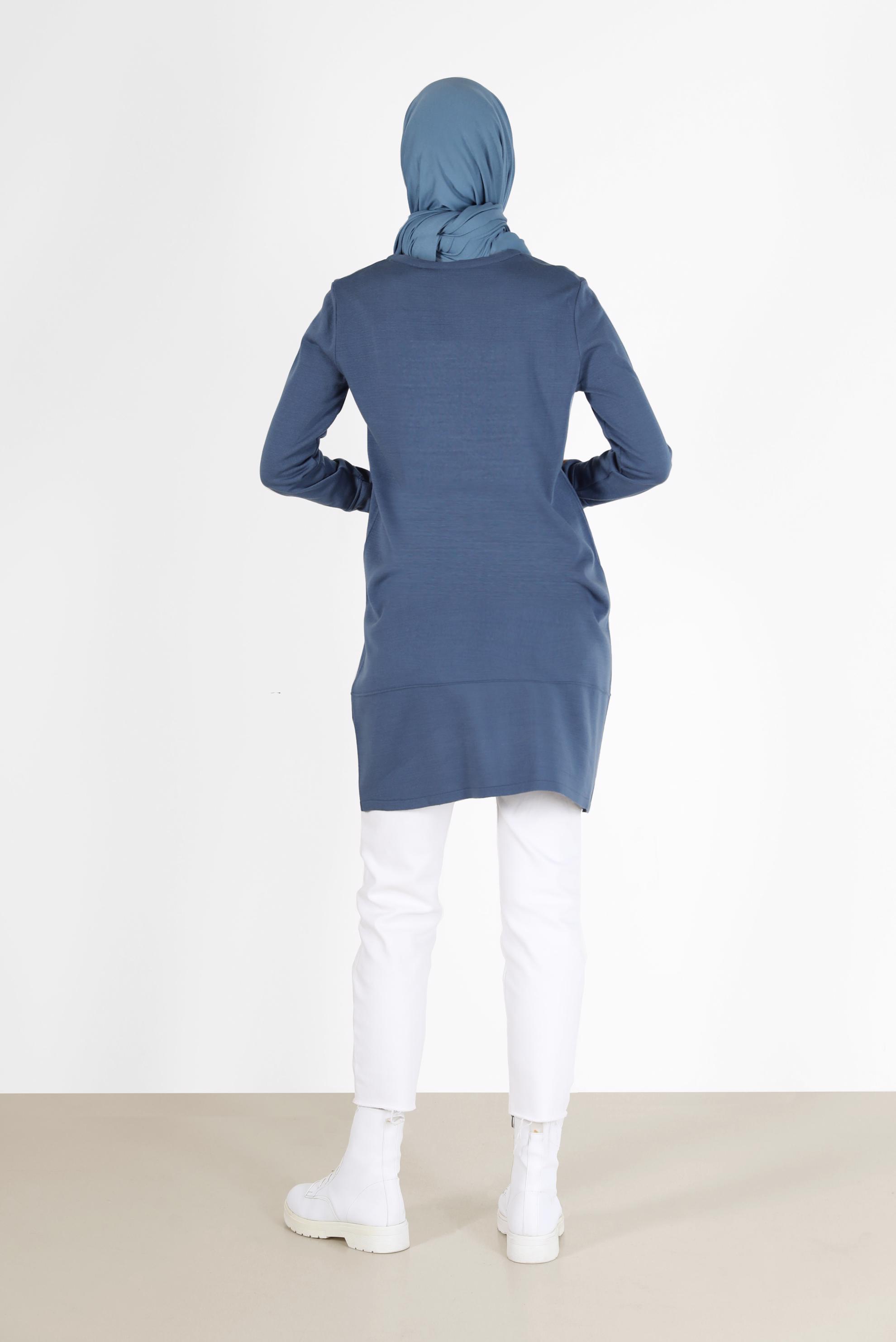 Hijab clothing NAVY BLUE POCKET DETAIL TUNIC 42013 