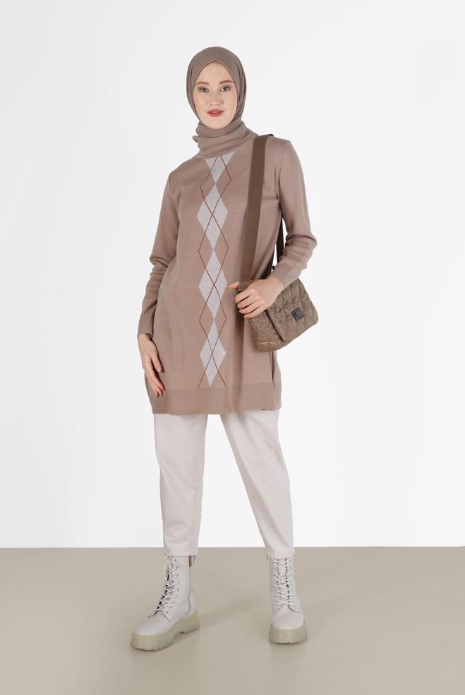 Hijab clothing  RHOMBUS KNIT TUNIC 42021  - ALVİNA