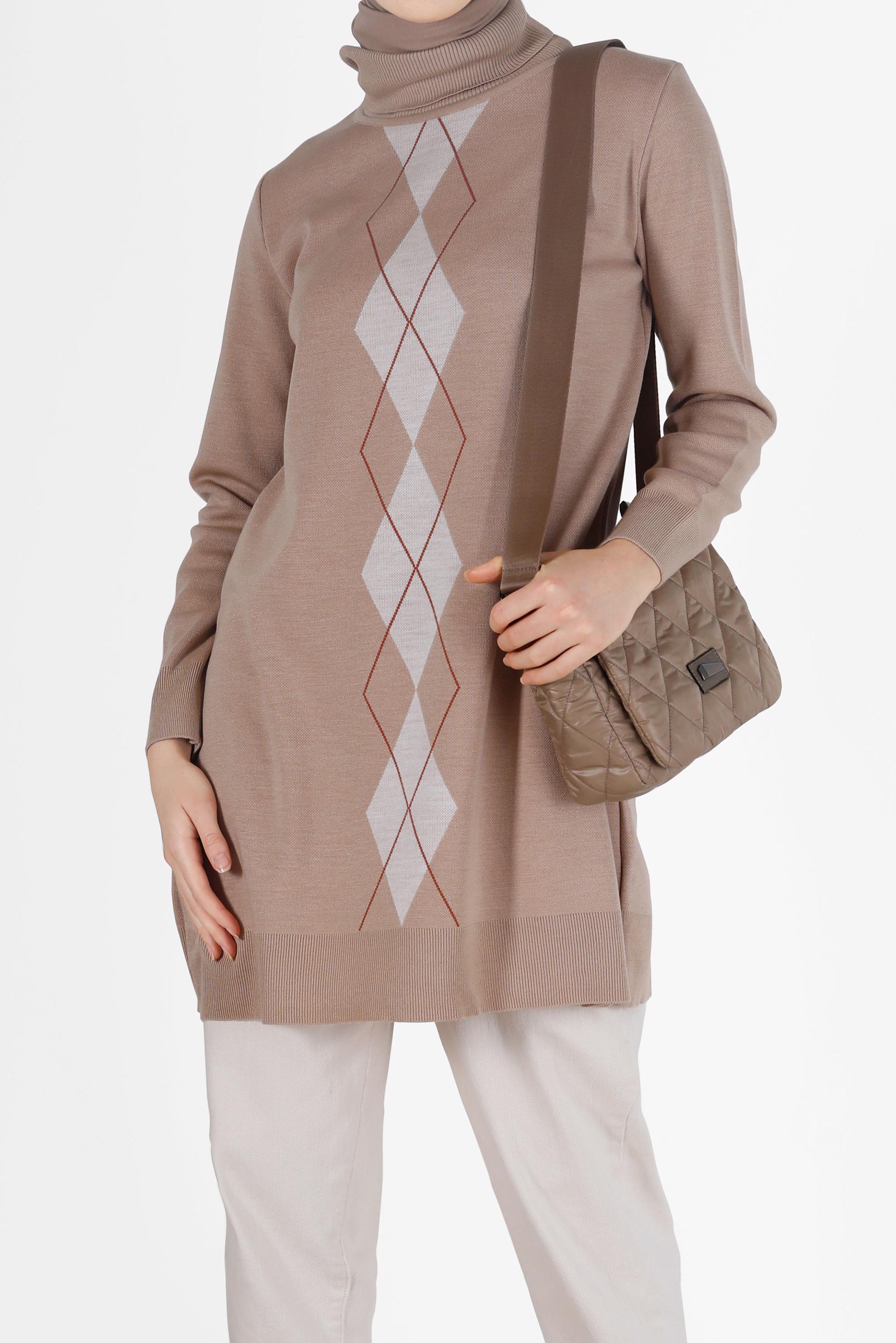 Hijab clothing BEIGE RHOMBUS KNIT TUNIC 42021 