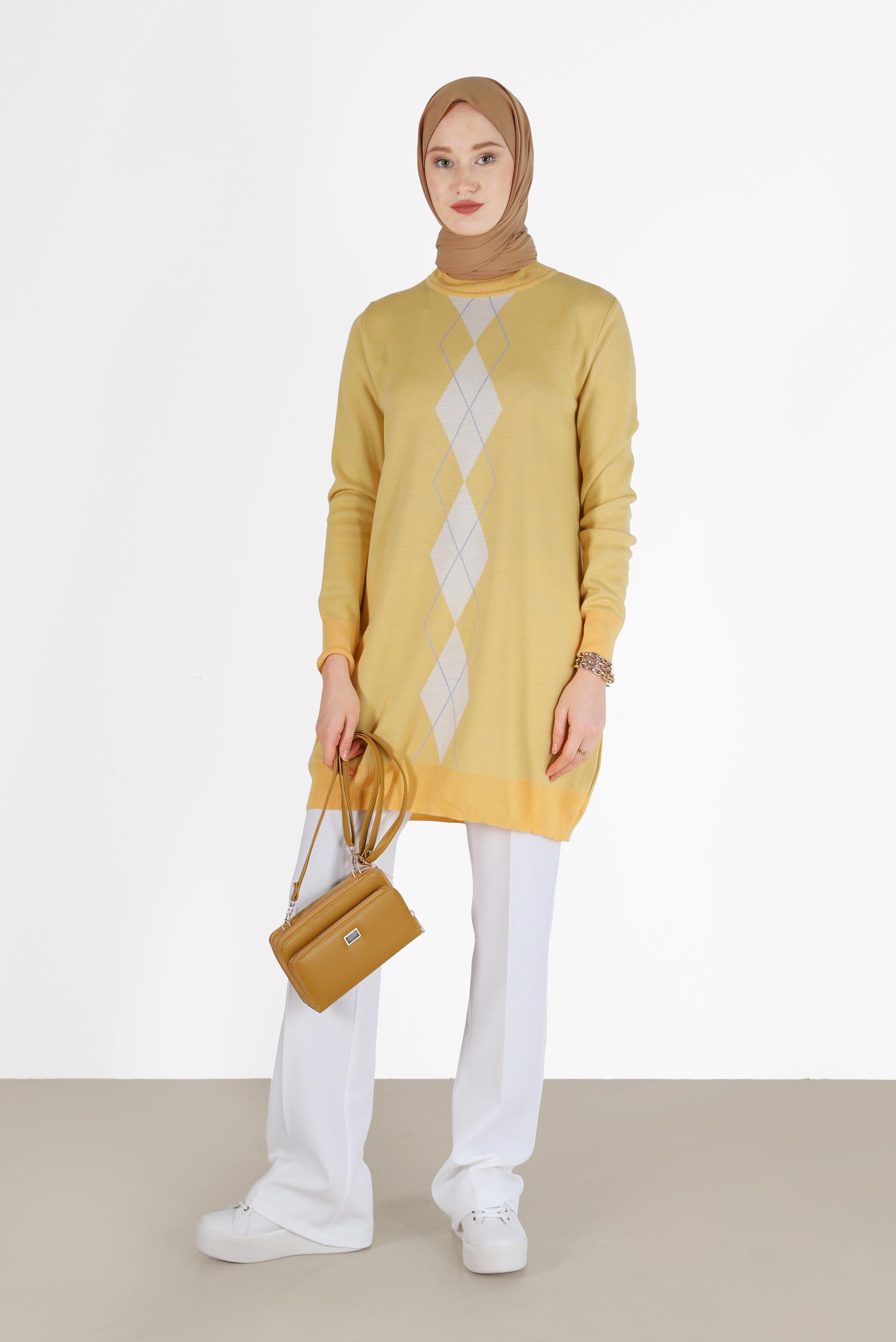 Hijab clothing YELLOW RHOMBUS KNIT TUNIC 42021 