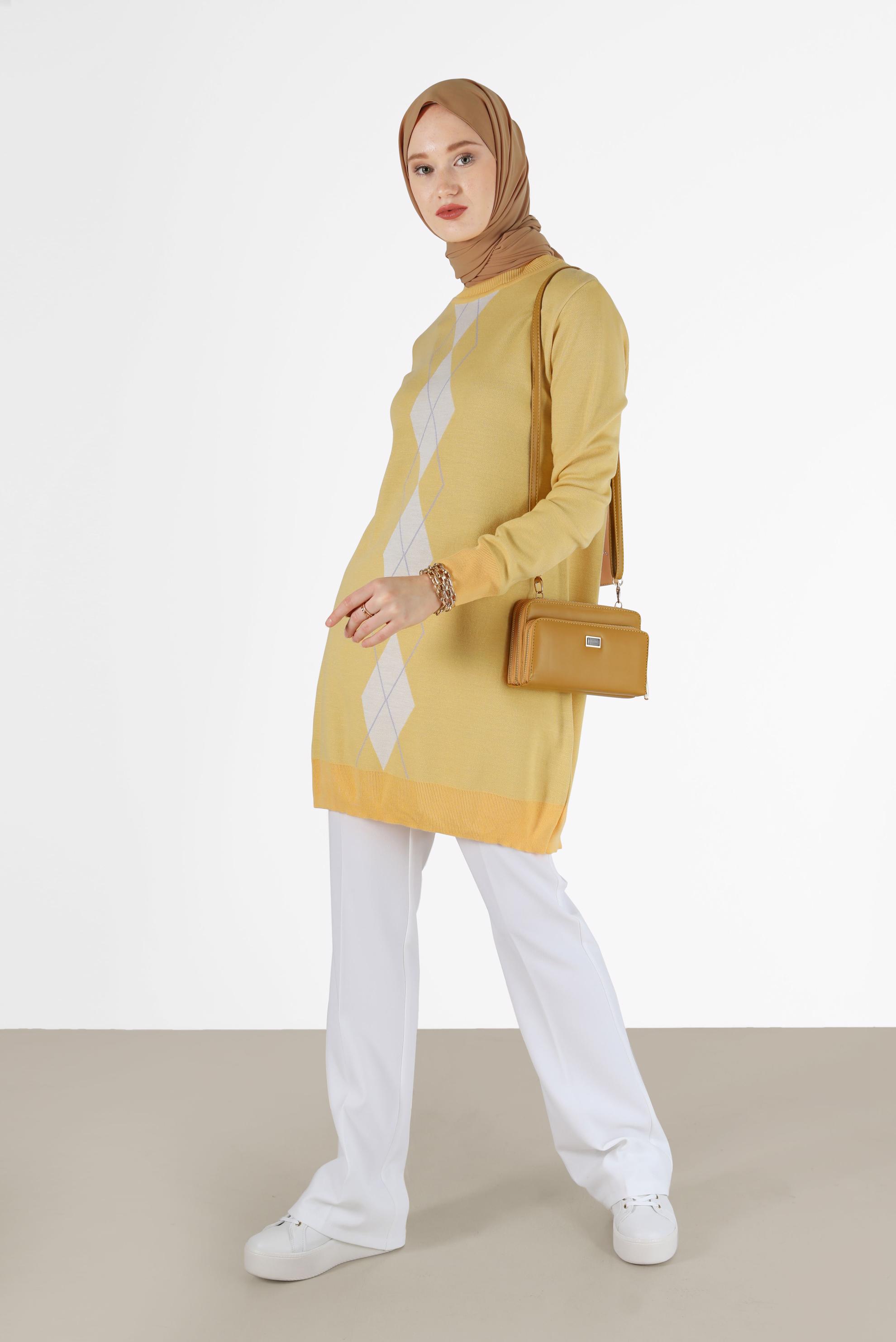Hijab clothing YELLOW RHOMBUS KNIT TUNIC 42021 