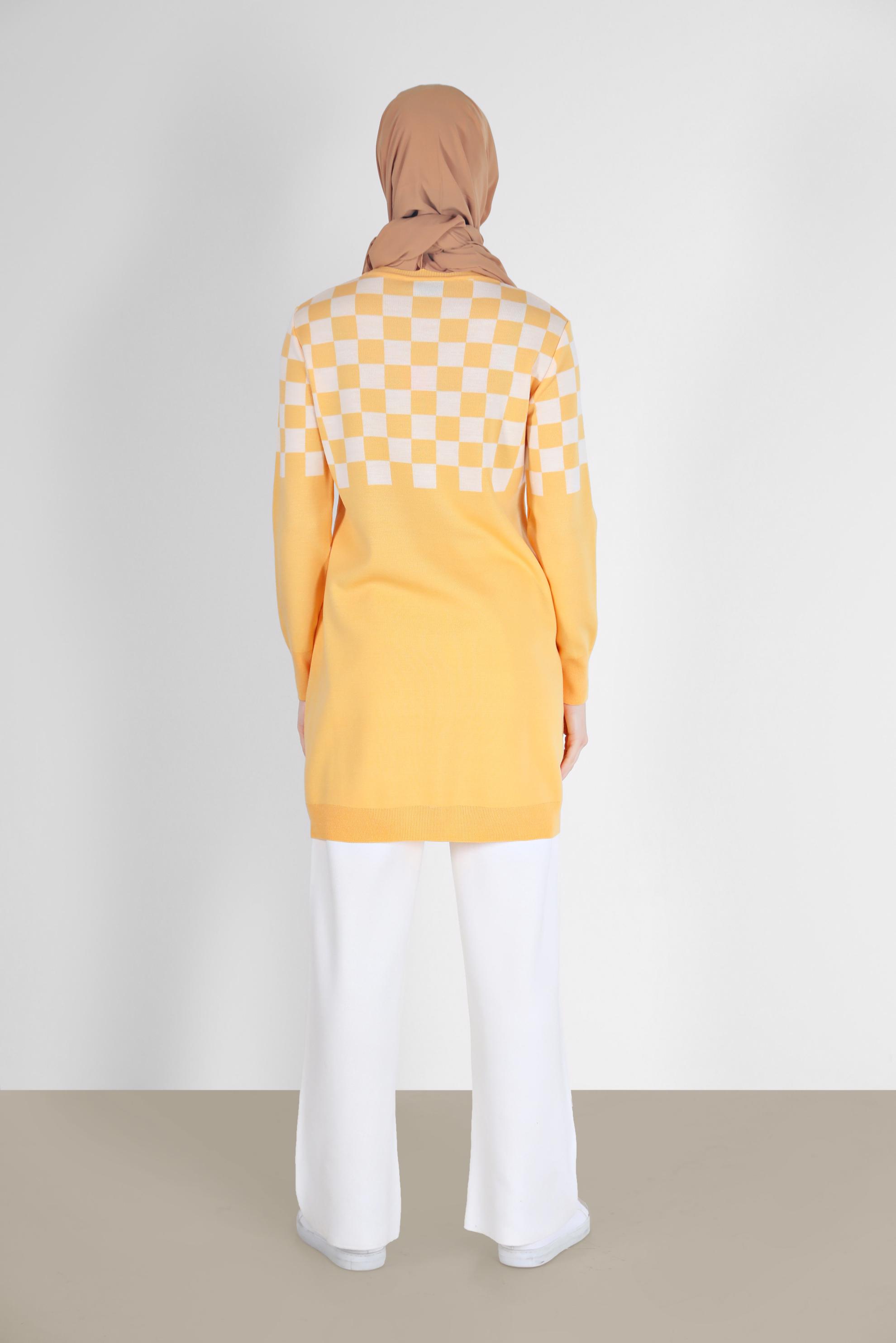 Hijab clothing YELLOW CHECKED KNITWEAR TUNIC 42023 